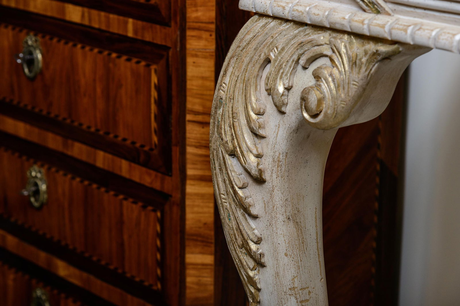 Marble Top Console With White Marble Top - 7