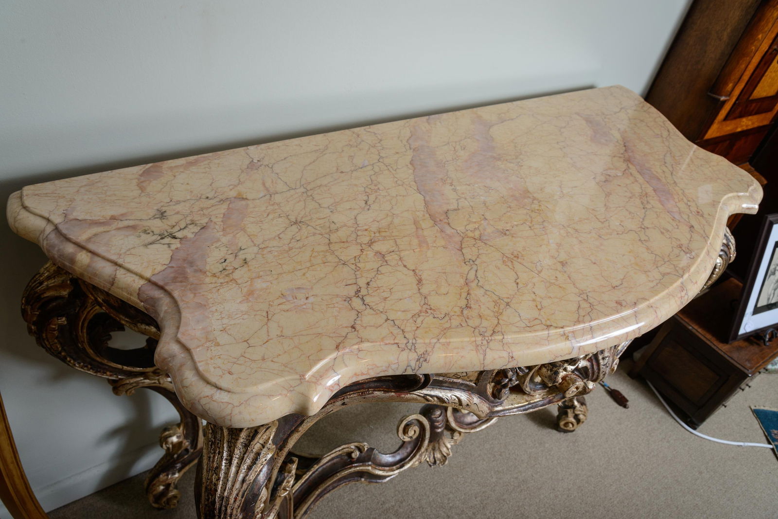 Regency Style Console With Marble Top - 11