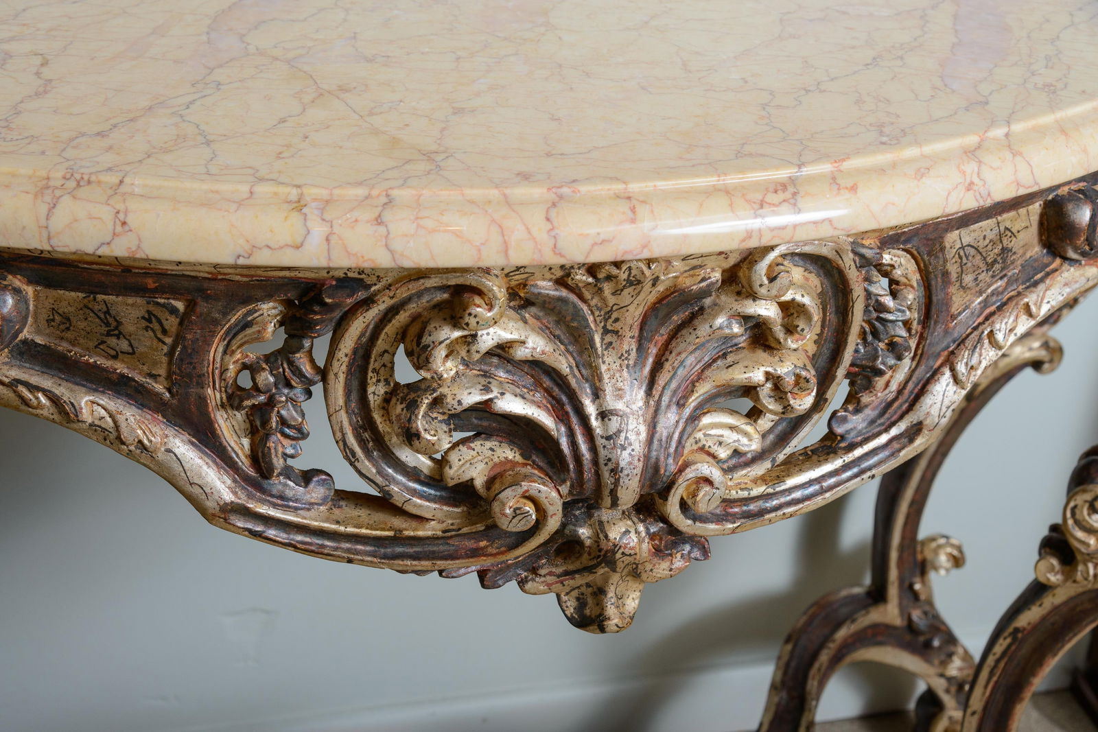 Regency Style Console With Marble Top - 13