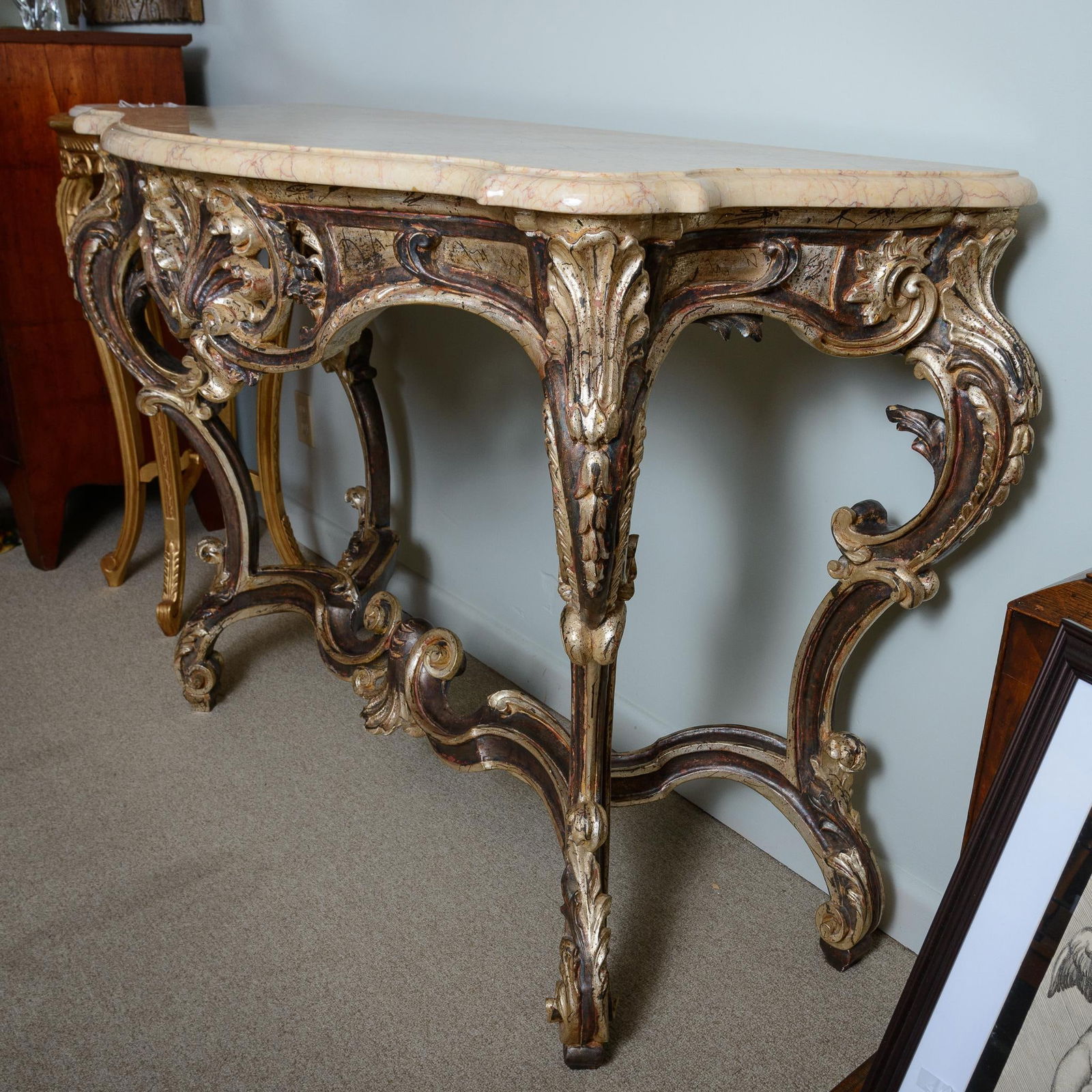 Regency Style Console With Marble Top - 2
