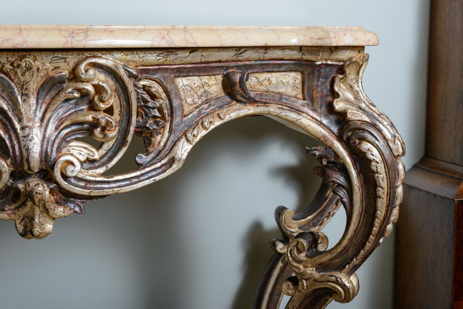 Regency Style Console With Marble Top - 6