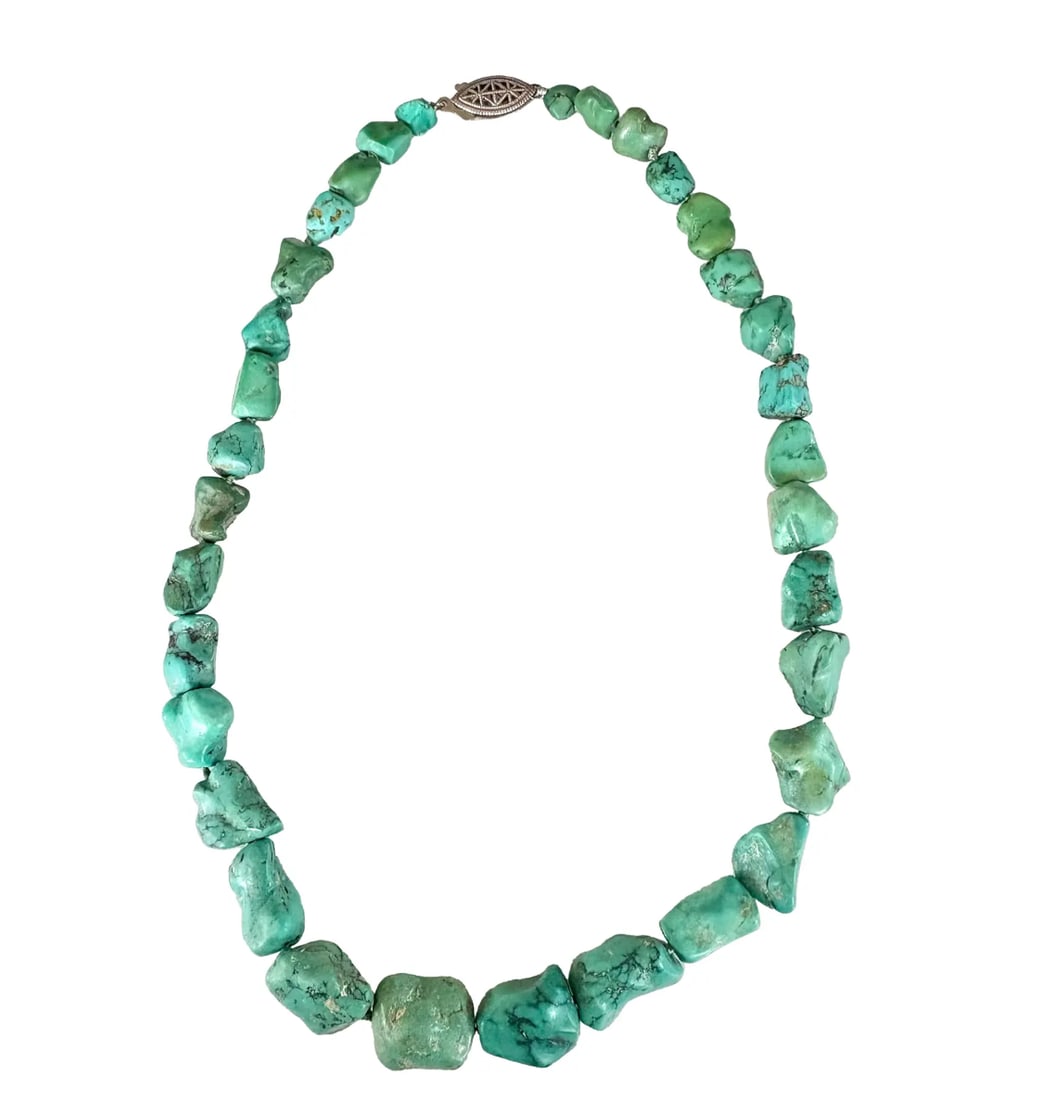 Vintage American Turquoise Beaded Necklace - 16.5" - 5