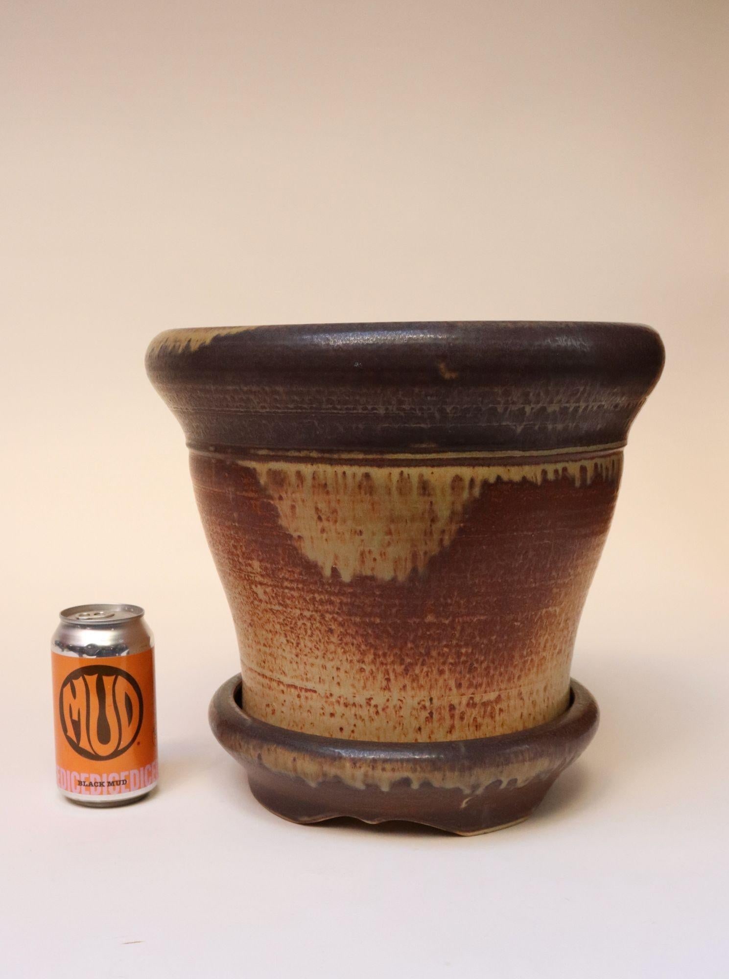 Large Vintage Studio Pottery Ombré Planter and Draining Saucer by Deanna Nichols - 8