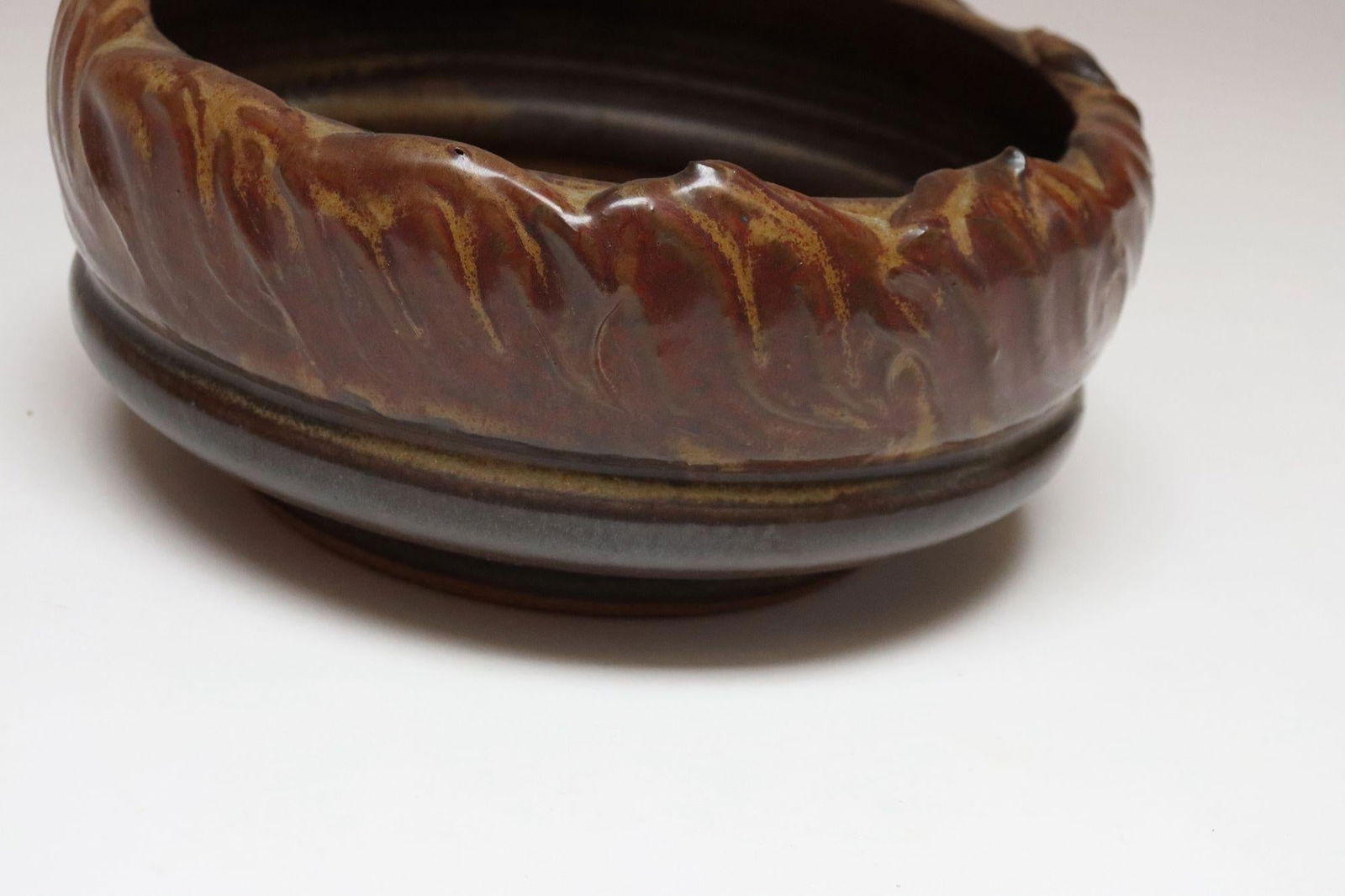 Vintage Matte Maroon Glazed Ceramic Planter Bowl by Deanna Nichols - 10