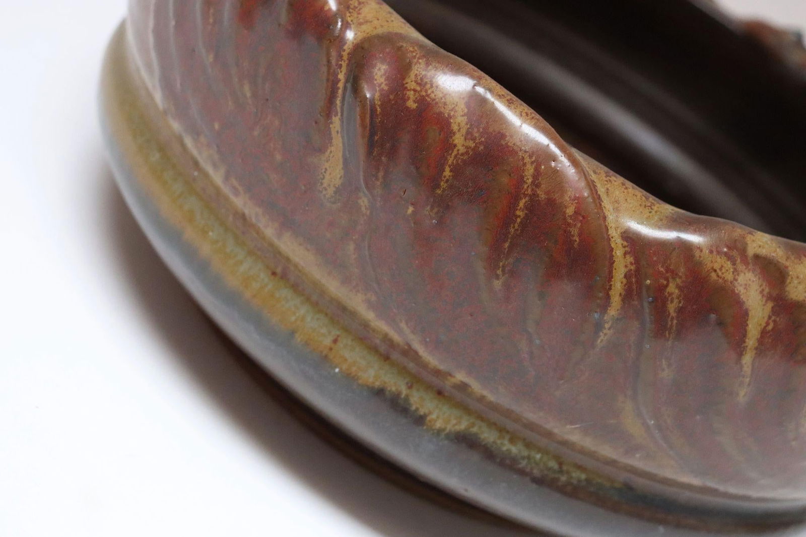 Vintage Matte Maroon Glazed Ceramic Planter Bowl by Deanna Nichols - 12