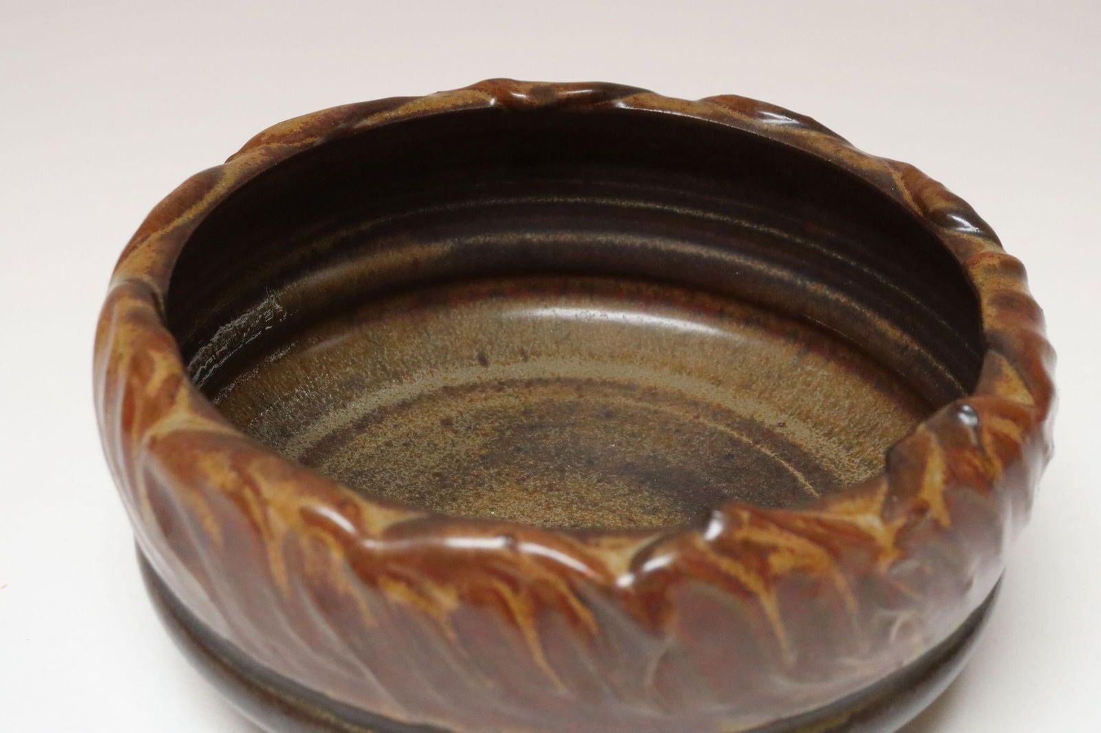 Vintage Matte Maroon Glazed Ceramic Planter Bowl by Deanna Nichols - 13