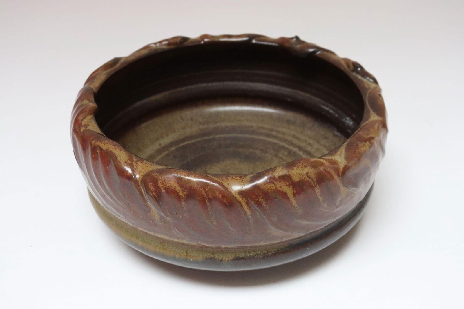 Vintage Matte Maroon Glazed Ceramic Planter Bowl by Deanna Nichols - 2