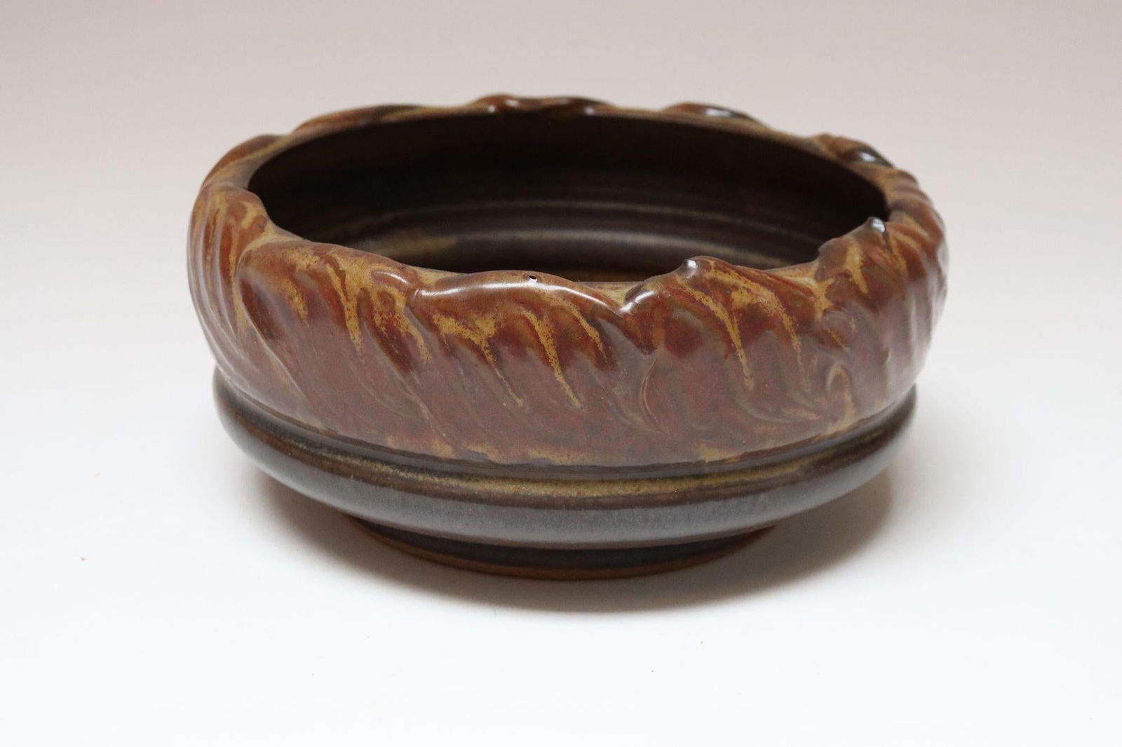 Vintage Matte Maroon Glazed Ceramic Planter Bowl by Deanna Nichols - 4
