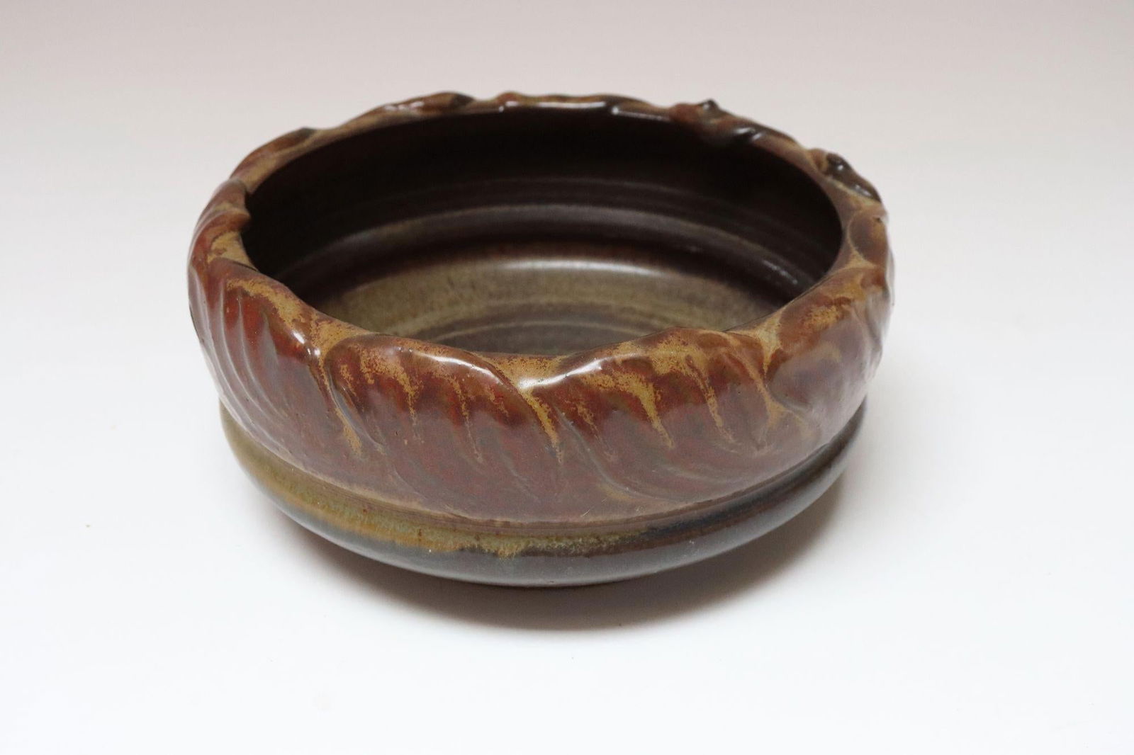Vintage Matte Maroon Glazed Ceramic Planter Bowl by Deanna Nichols - 5