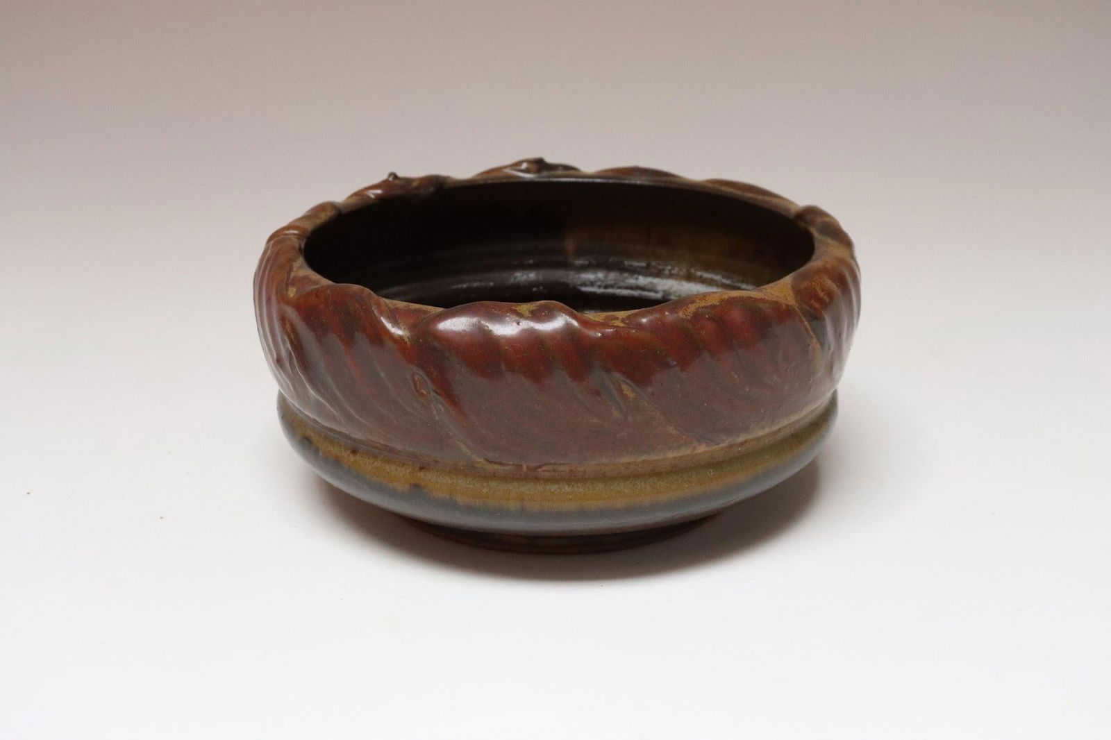 Vintage Matte Maroon Glazed Ceramic Planter Bowl by Deanna Nichols - 6