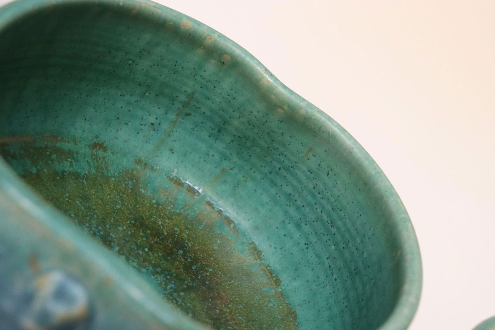 Set of Three Vintage Matte Teal Glaze Studio Ceramic Bowls by Deanna Nichols - 15