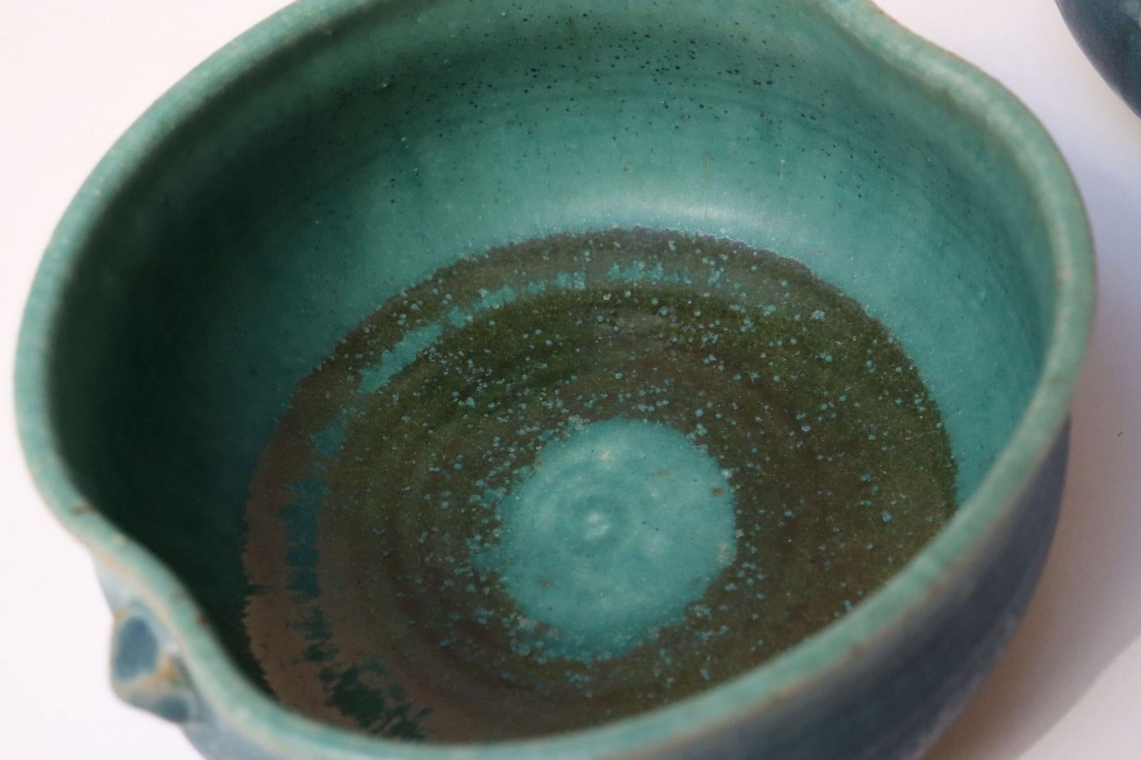 Set of Three Vintage Matte Teal Glaze Studio Ceramic Bowls by Deanna Nichols - 16