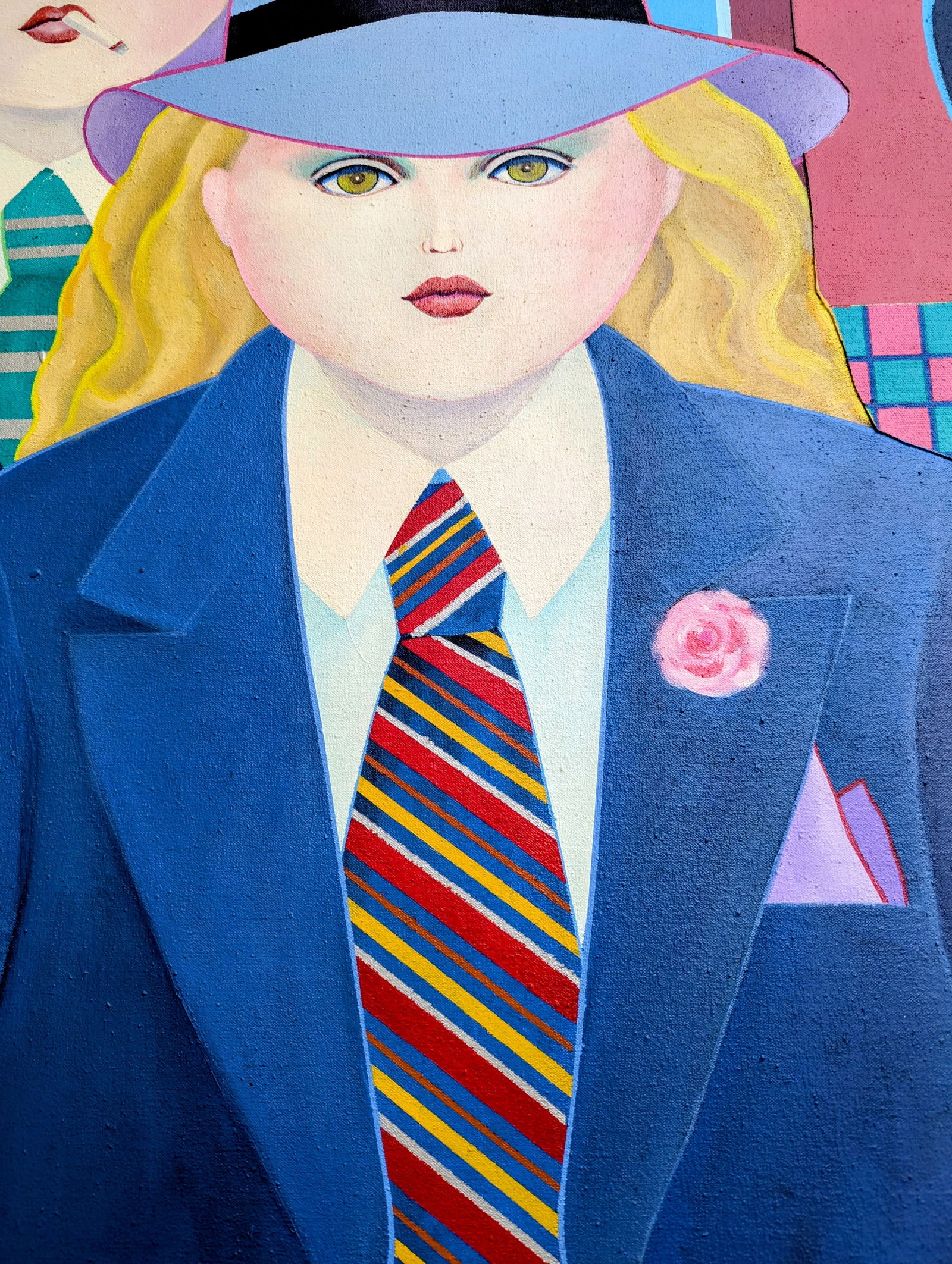 1980s Oil Painting Portrait of Women in Gentlemen's Attire by Keiko Noda - 2