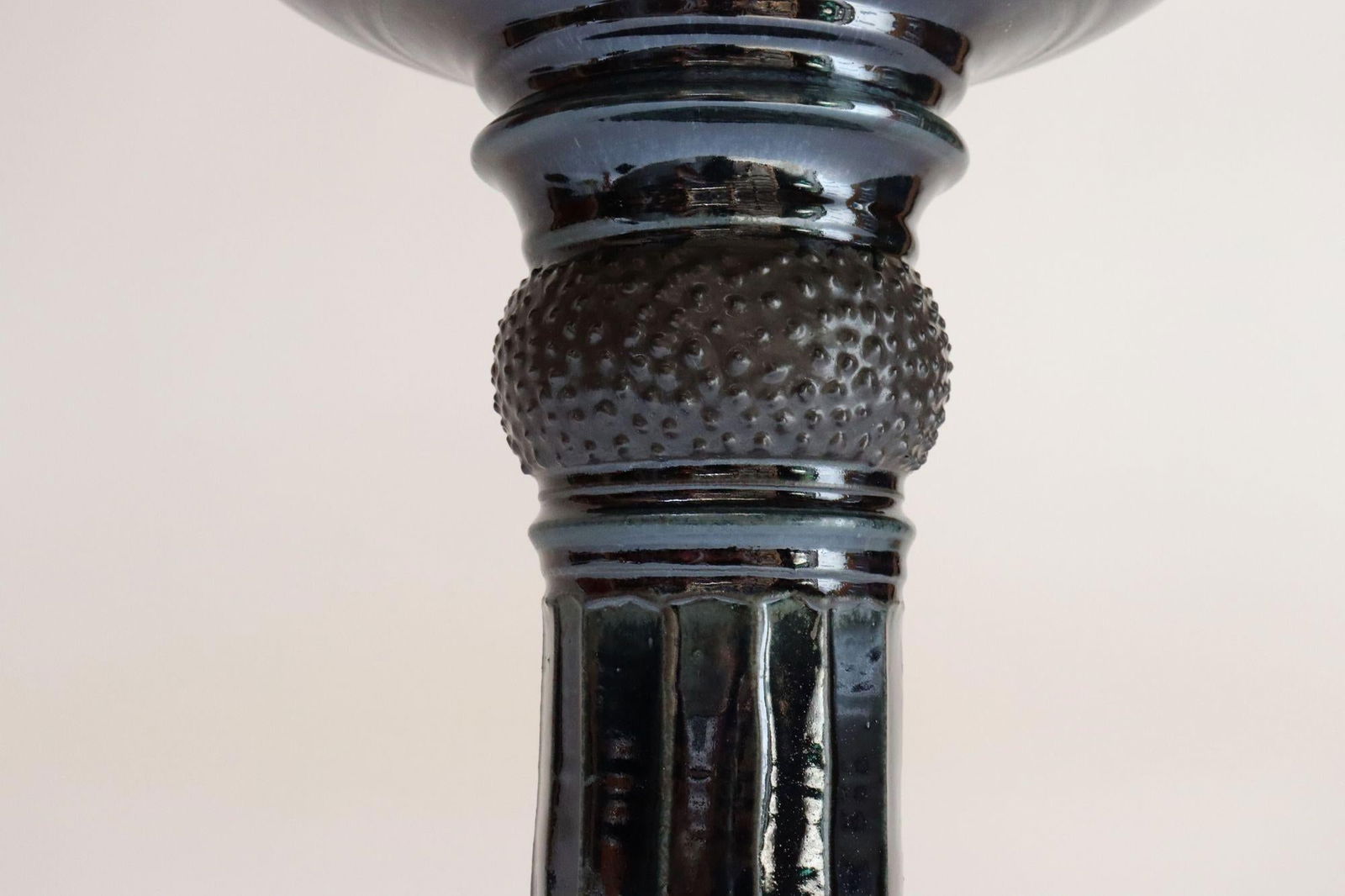 Vintage Studio Pottery Metallic Blue Pedestal / Votive Holder by Deanna Nichols - 12