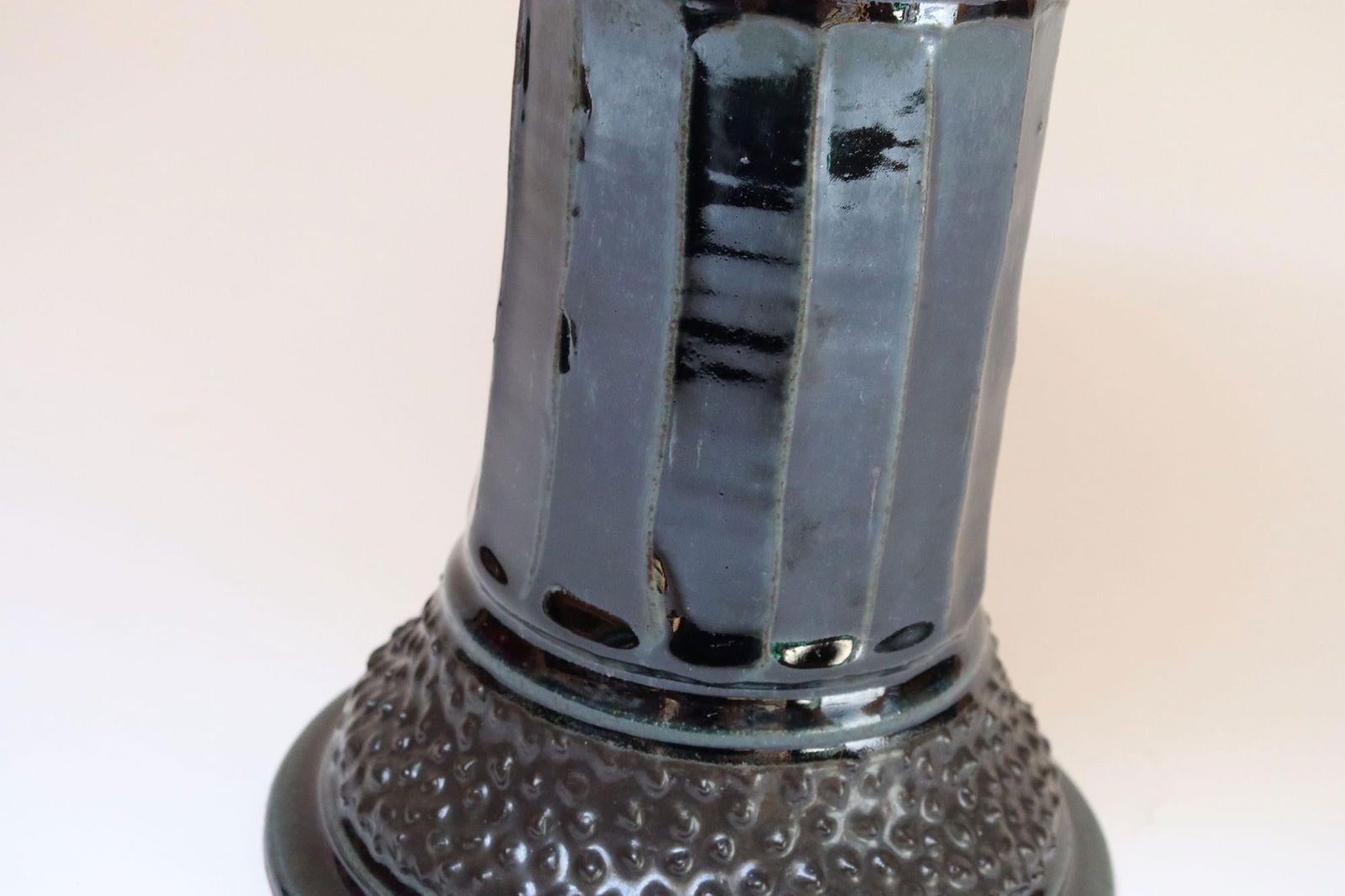 Vintage Studio Pottery Metallic Blue Pedestal / Votive Holder by Deanna Nichols - 14