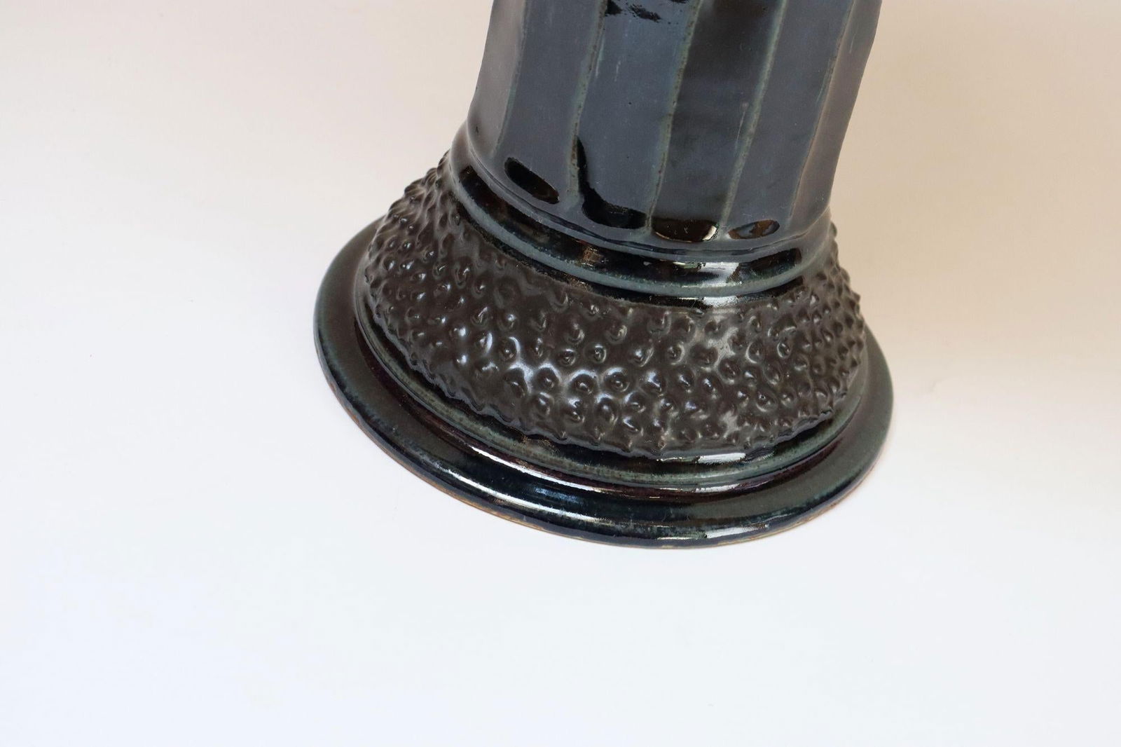 Vintage Studio Pottery Metallic Blue Pedestal / Votive Holder by Deanna Nichols - 7