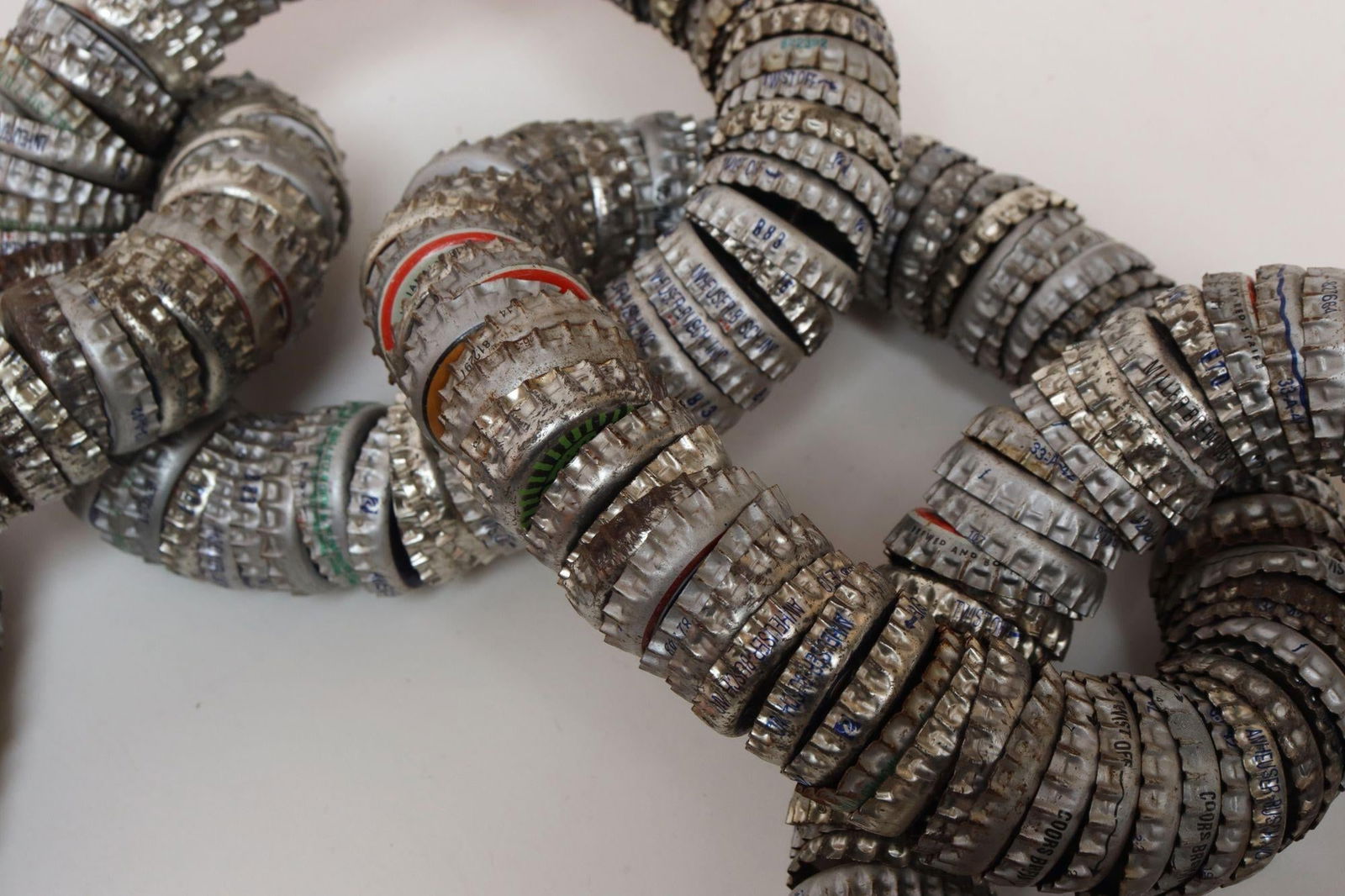 Vintage Folk / Tramp Art Bottle Cap Chain Link Sculpture - 10