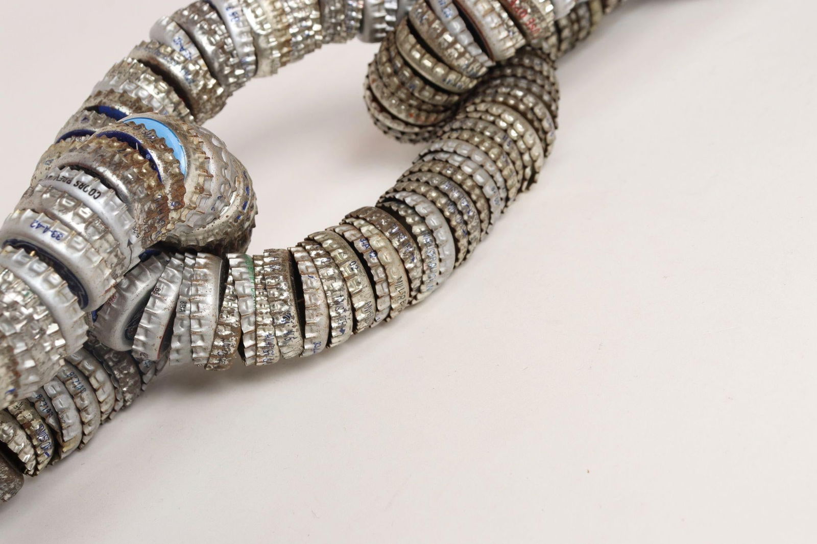 Vintage Folk / Tramp Art Bottle Cap Chain Link Sculpture - 11