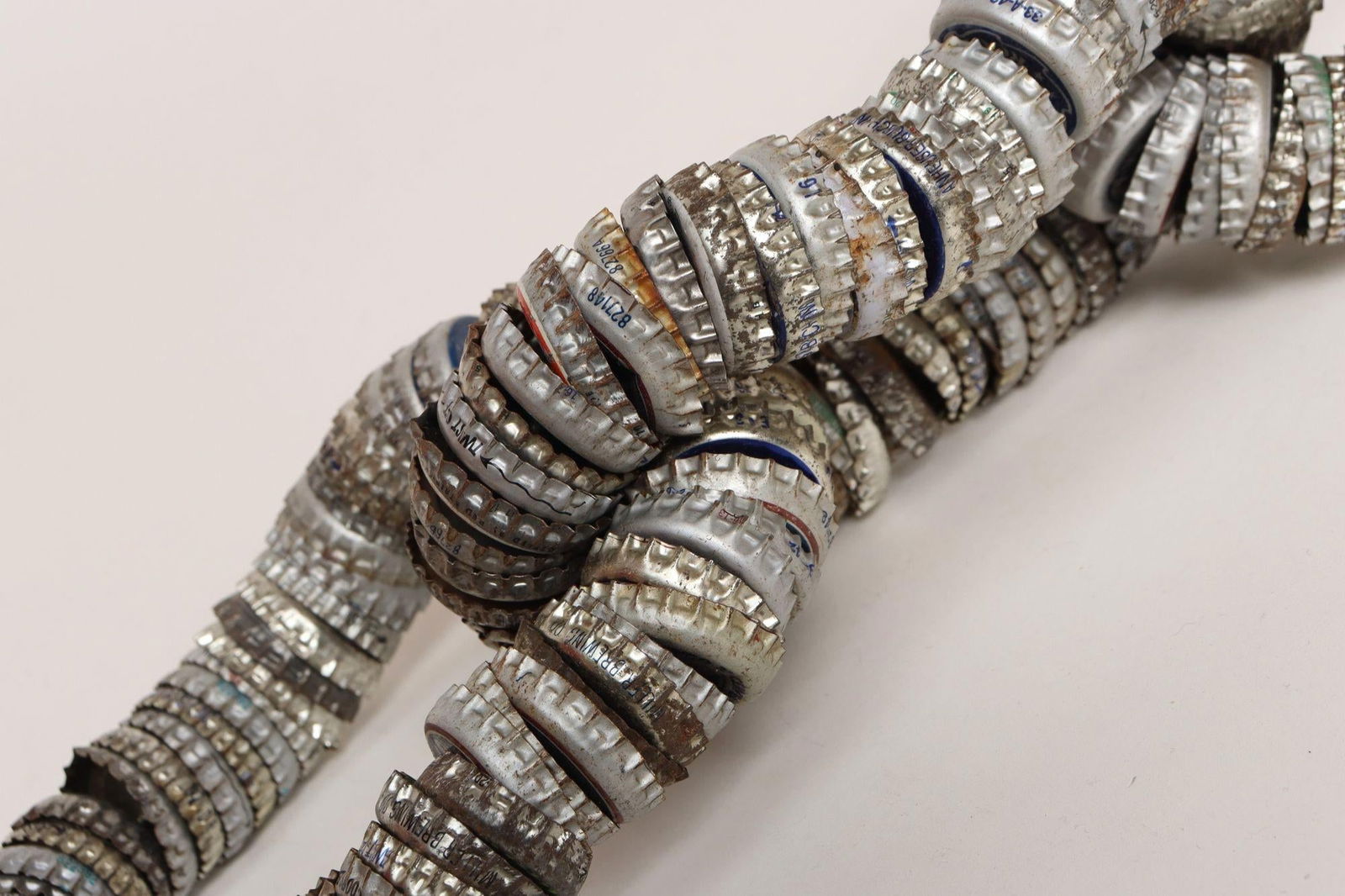 Vintage Folk / Tramp Art Bottle Cap Chain Link Sculpture - 12