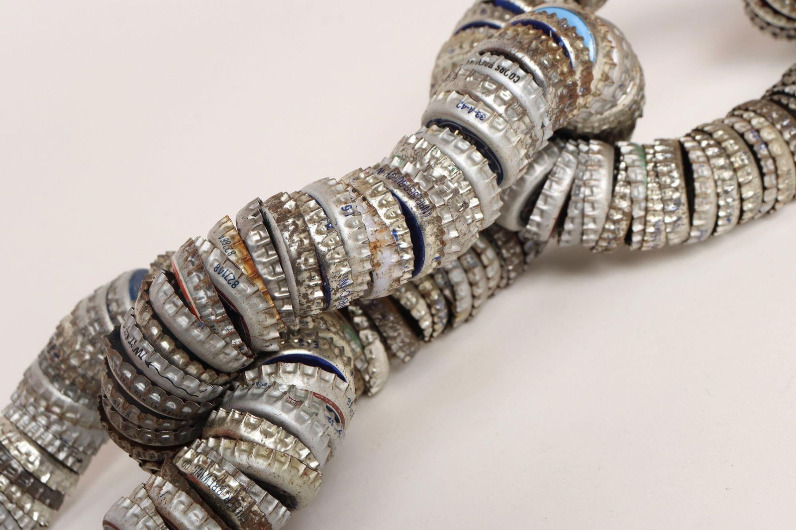 Vintage Folk / Tramp Art Bottle Cap Chain Link Sculpture - 13