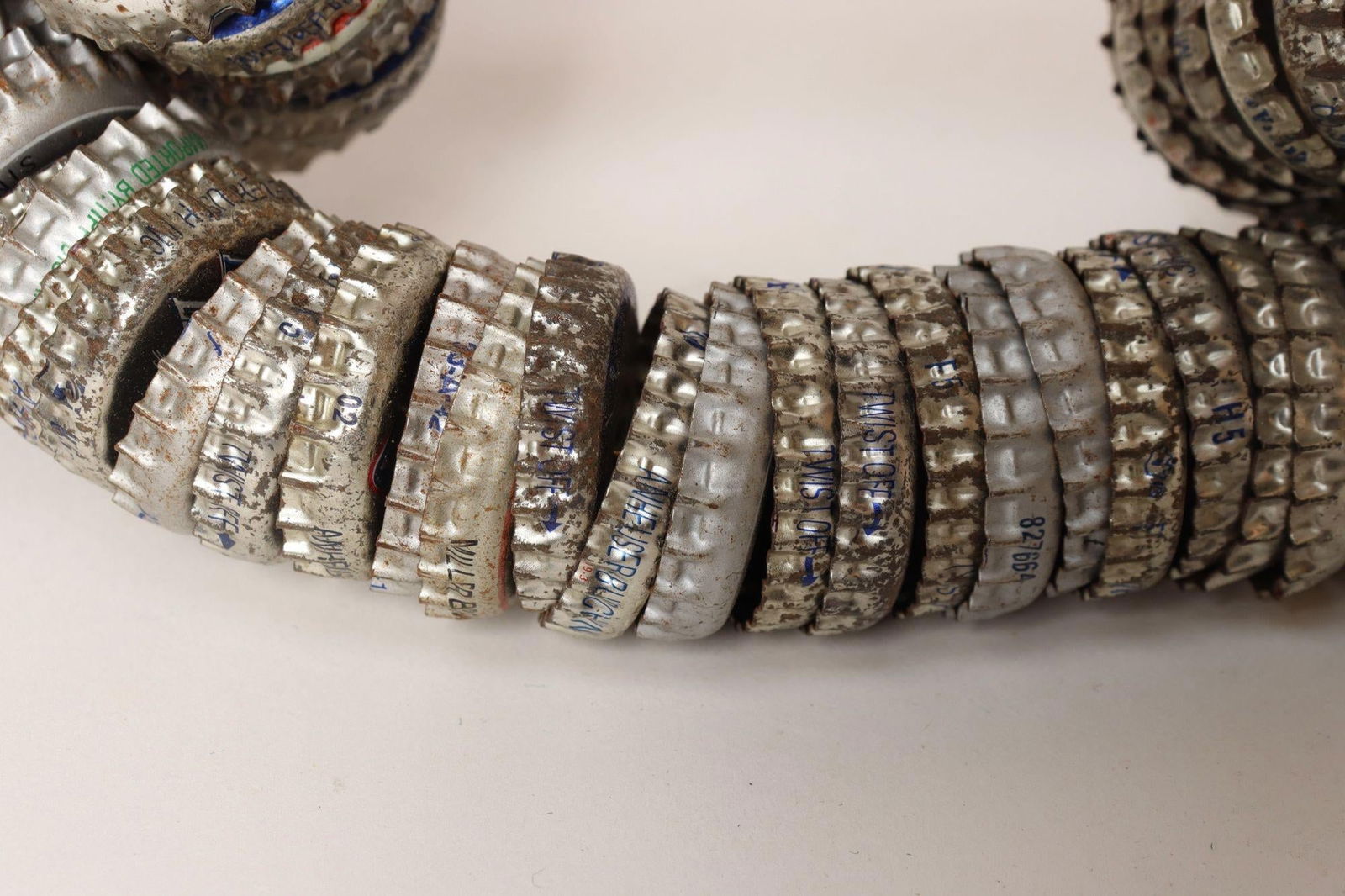 Vintage Folk / Tramp Art Bottle Cap Chain Link Sculpture - 14