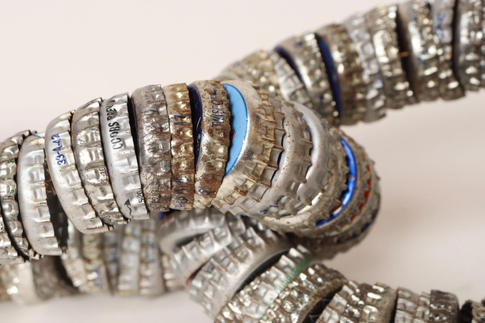 Vintage Folk / Tramp Art Bottle Cap Chain Link Sculpture - 15