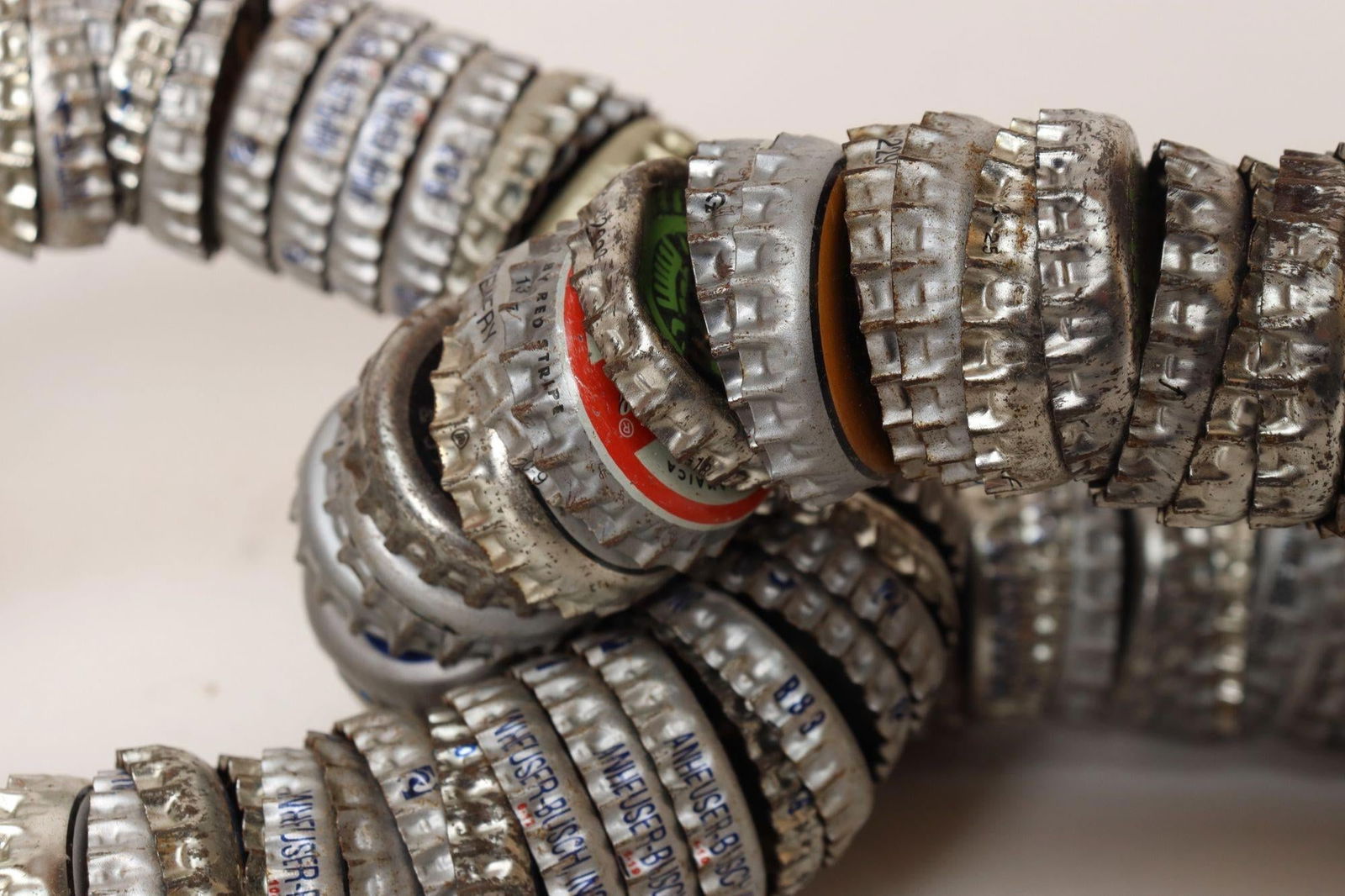 Vintage Folk / Tramp Art Bottle Cap Chain Link Sculpture - 16