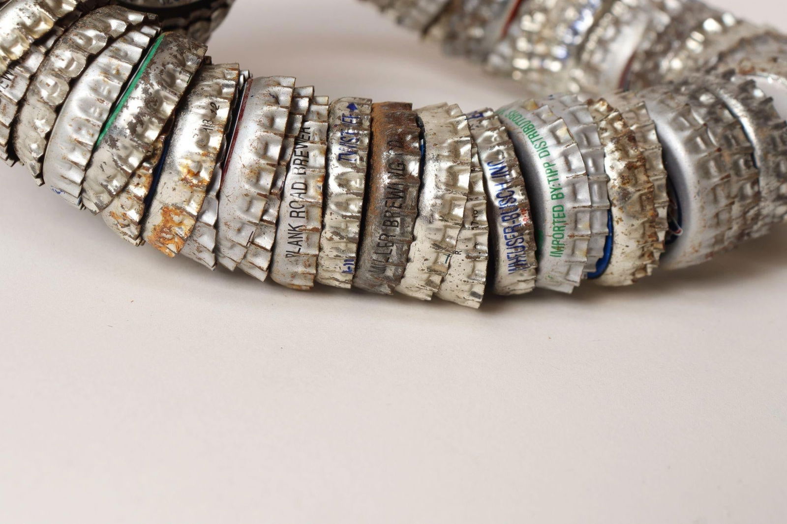 Vintage Folk / Tramp Art Bottle Cap Chain Link Sculpture - 17