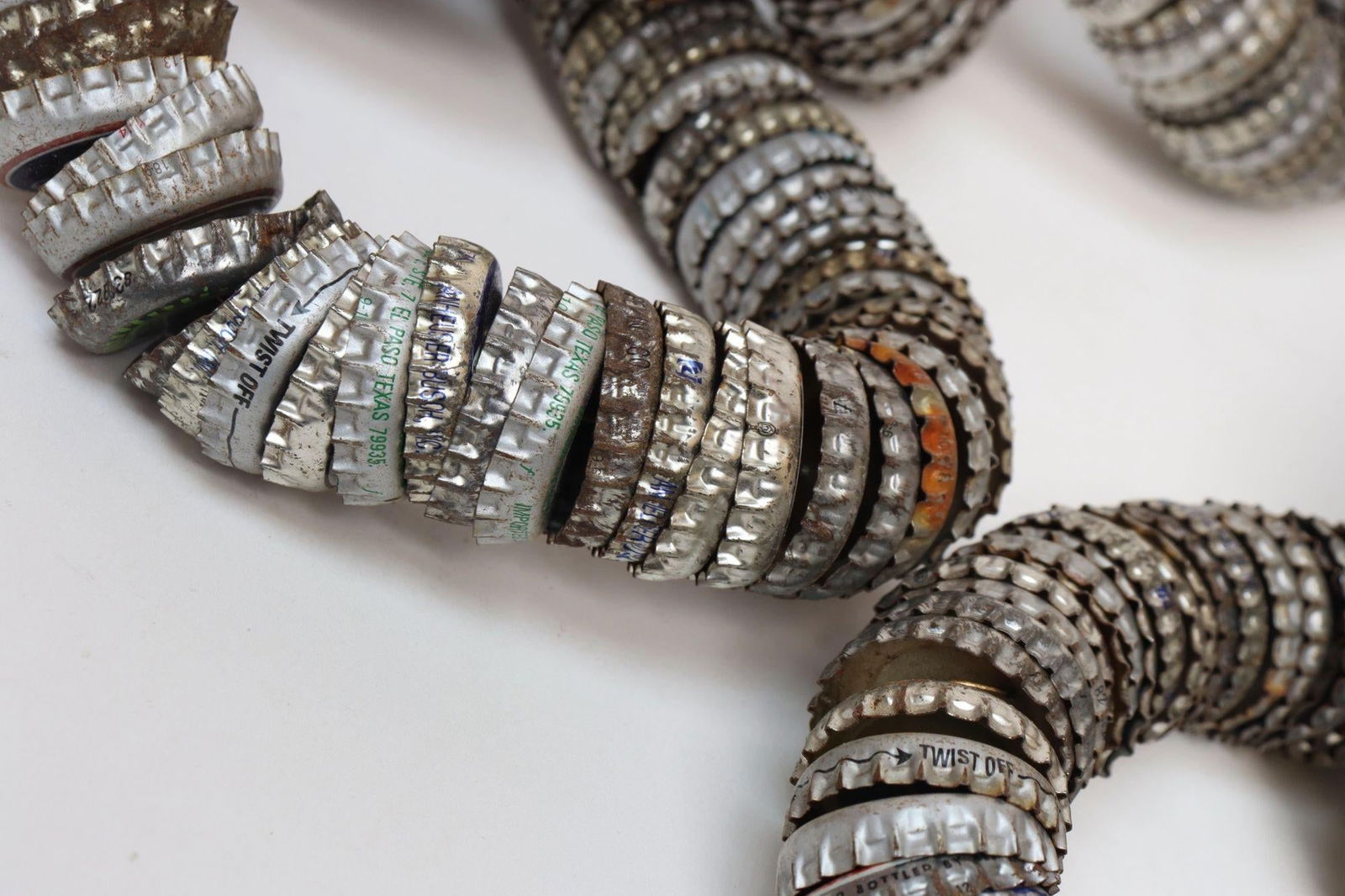 Vintage Folk / Tramp Art Bottle Cap Chain Link Sculpture - 18