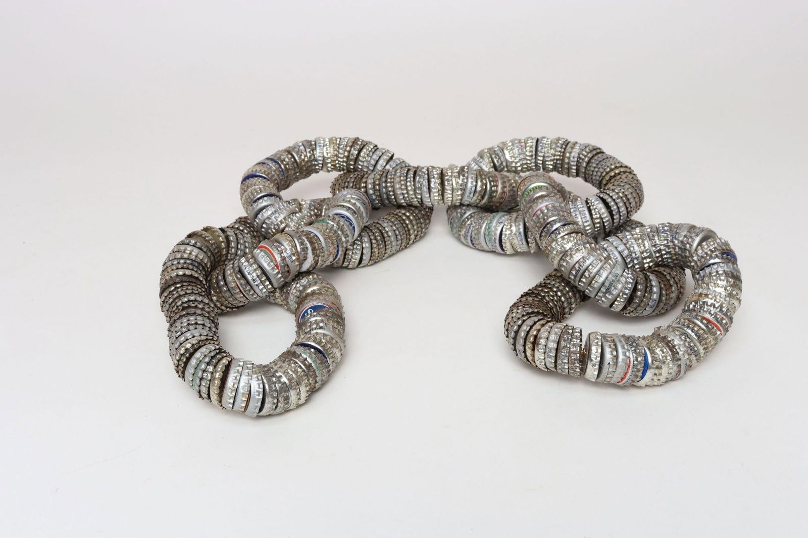 Vintage Folk / Tramp Art Bottle Cap Chain Link Sculpture - 2