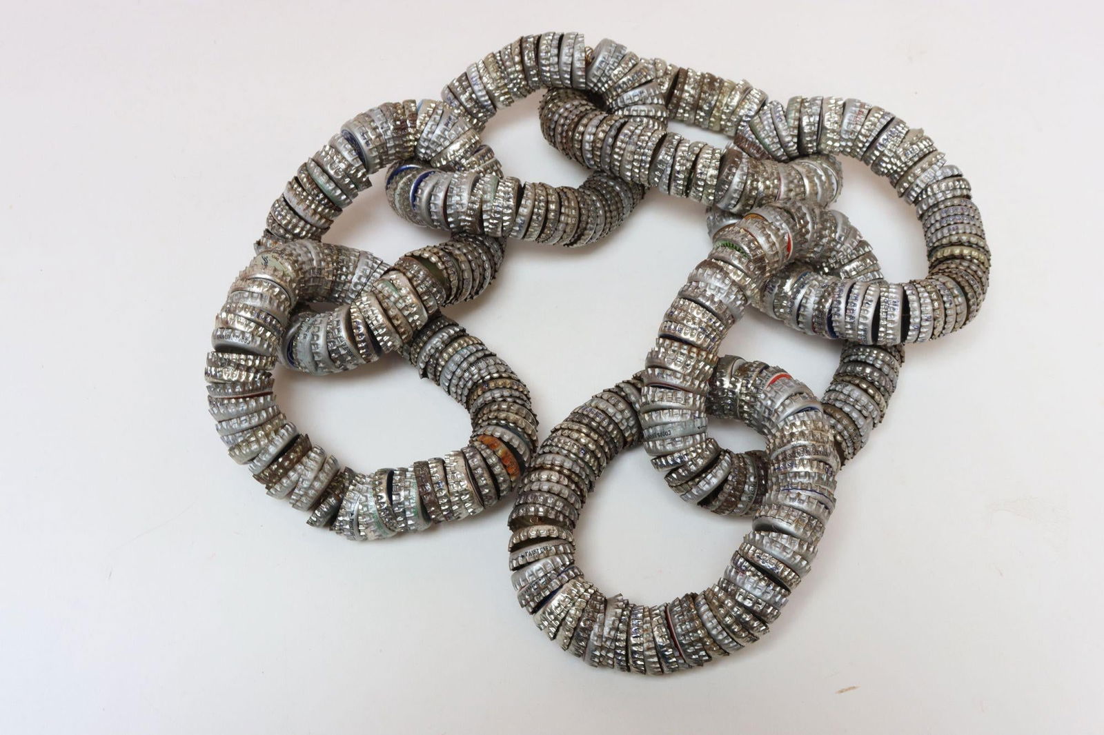 Vintage Folk / Tramp Art Bottle Cap Chain Link Sculpture - 4