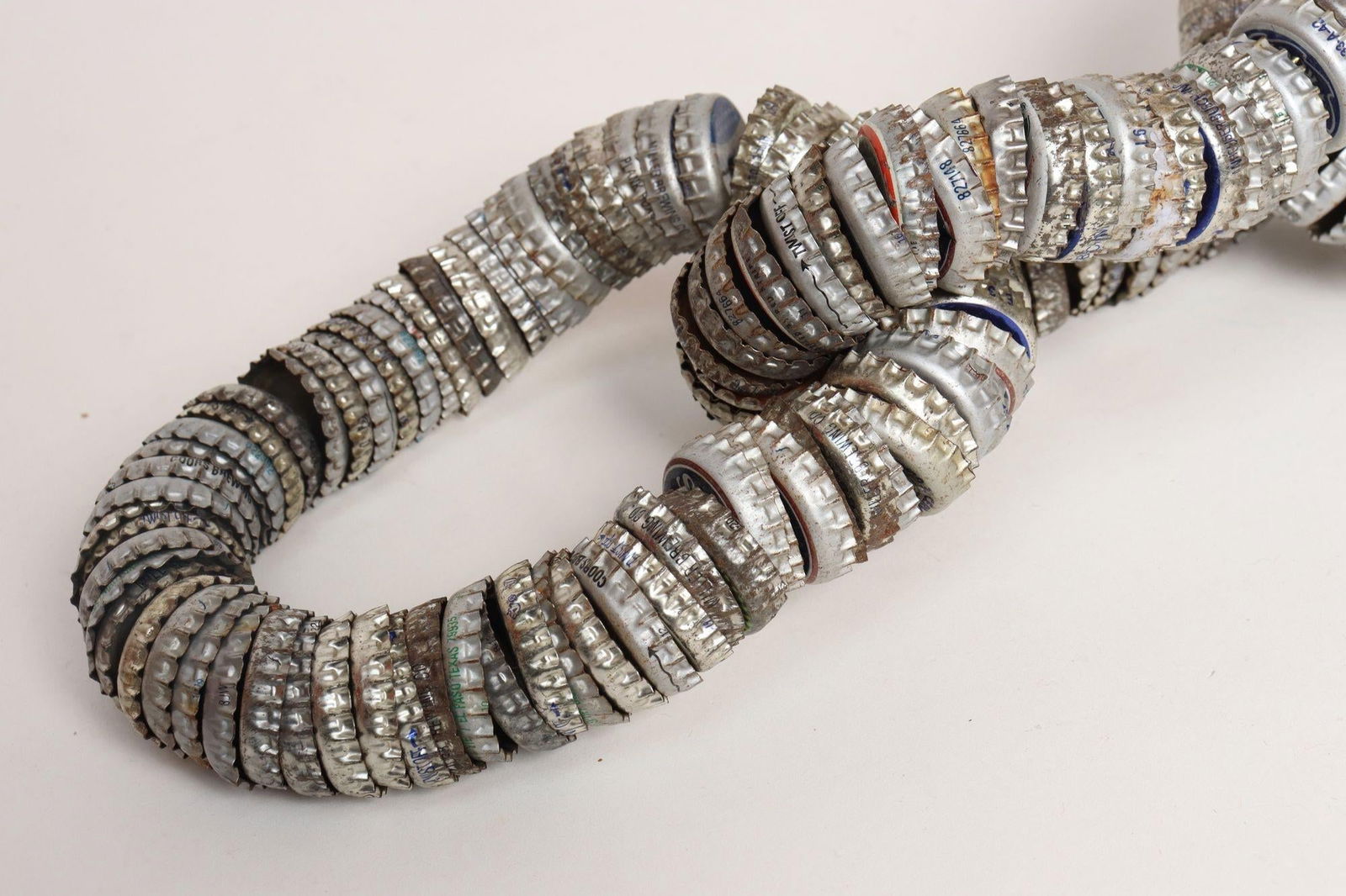 Vintage Folk / Tramp Art Bottle Cap Chain Link Sculpture - 8