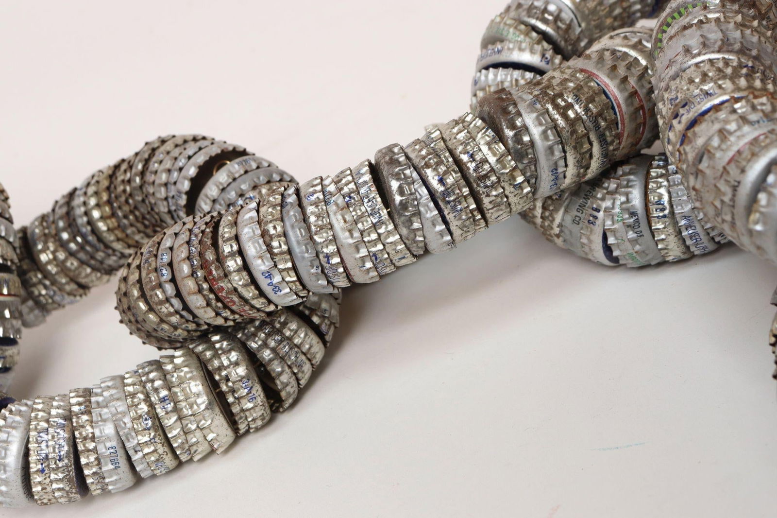 Vintage Folk / Tramp Art Bottle Cap Chain Link Sculpture - 9