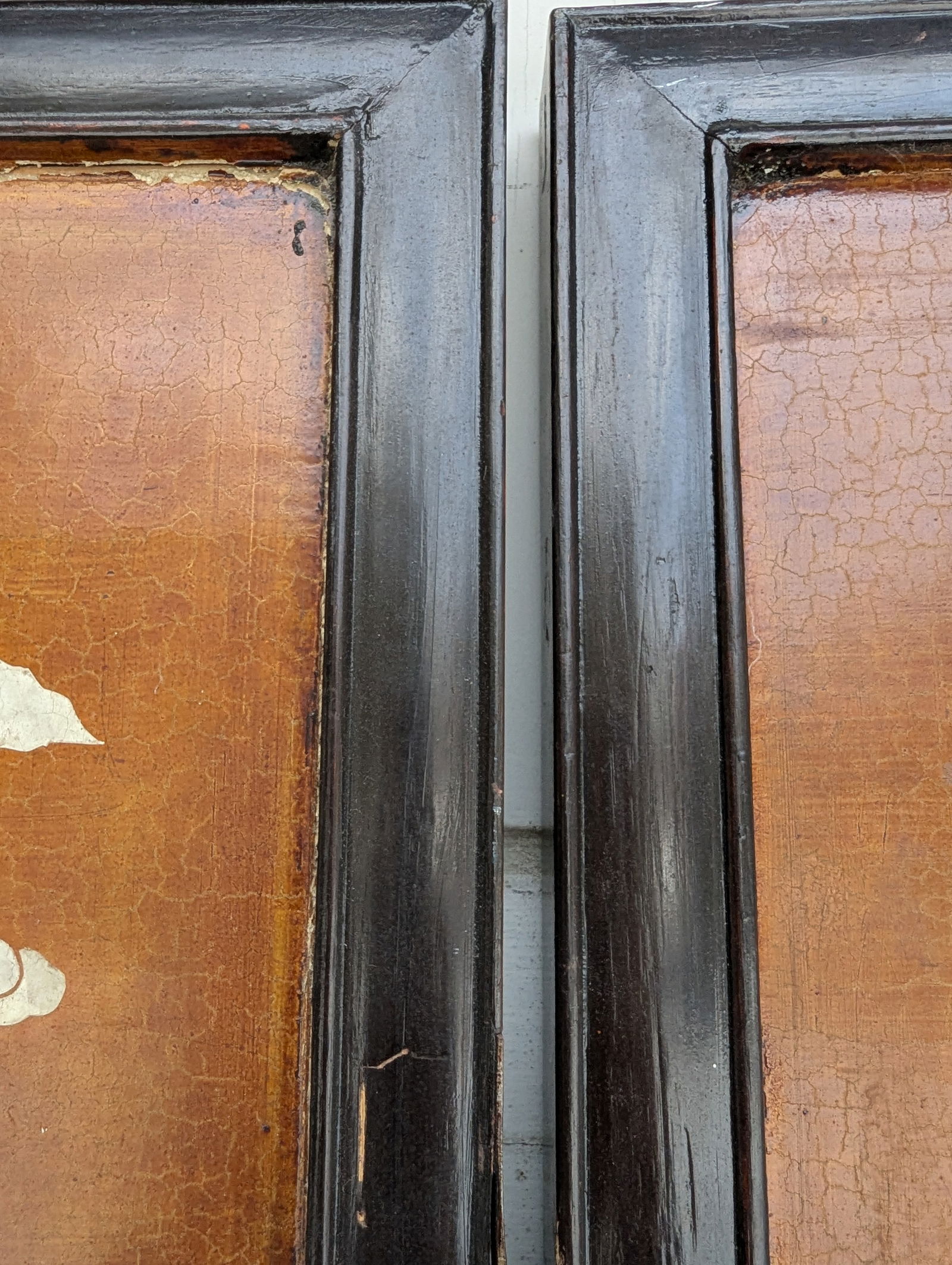 1940s Chinese Coromandel Four Panel Hand Painted Folding Screen /Partition - 14