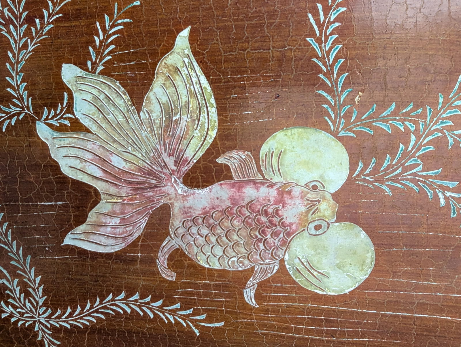 1940s Chinese Coromandel Four Panel Hand Painted Folding Screen /Partition - 8