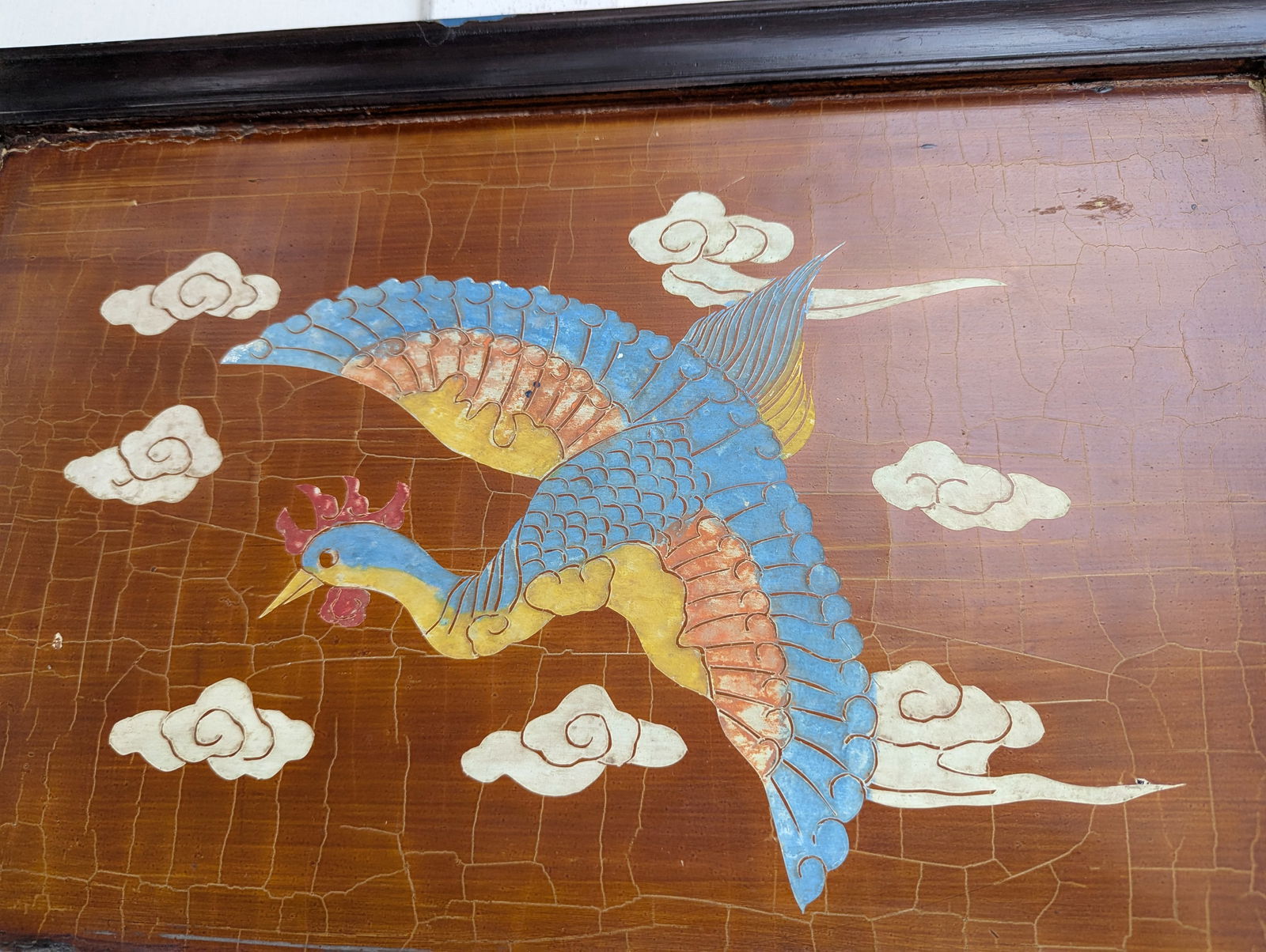 1940s Chinese Coromandel Four Panel Hand Painted Folding Screen /Partition - 9