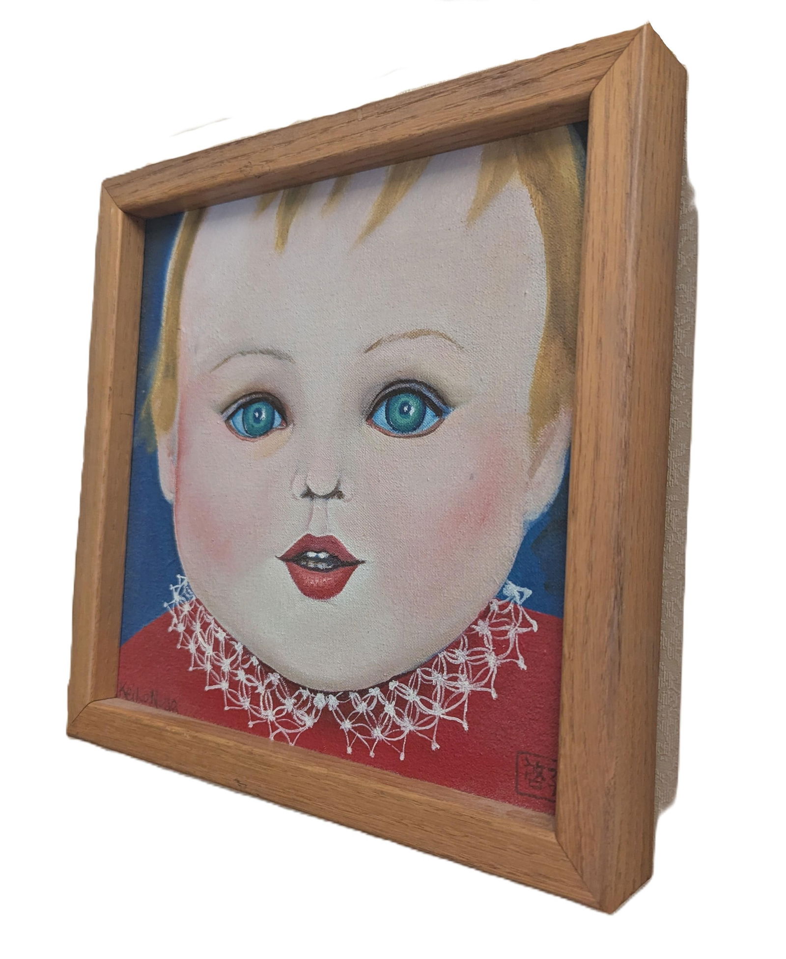 Late 20th Century Original Oil Painting Portrait of a Child by Artist Keiko Noda - 2
