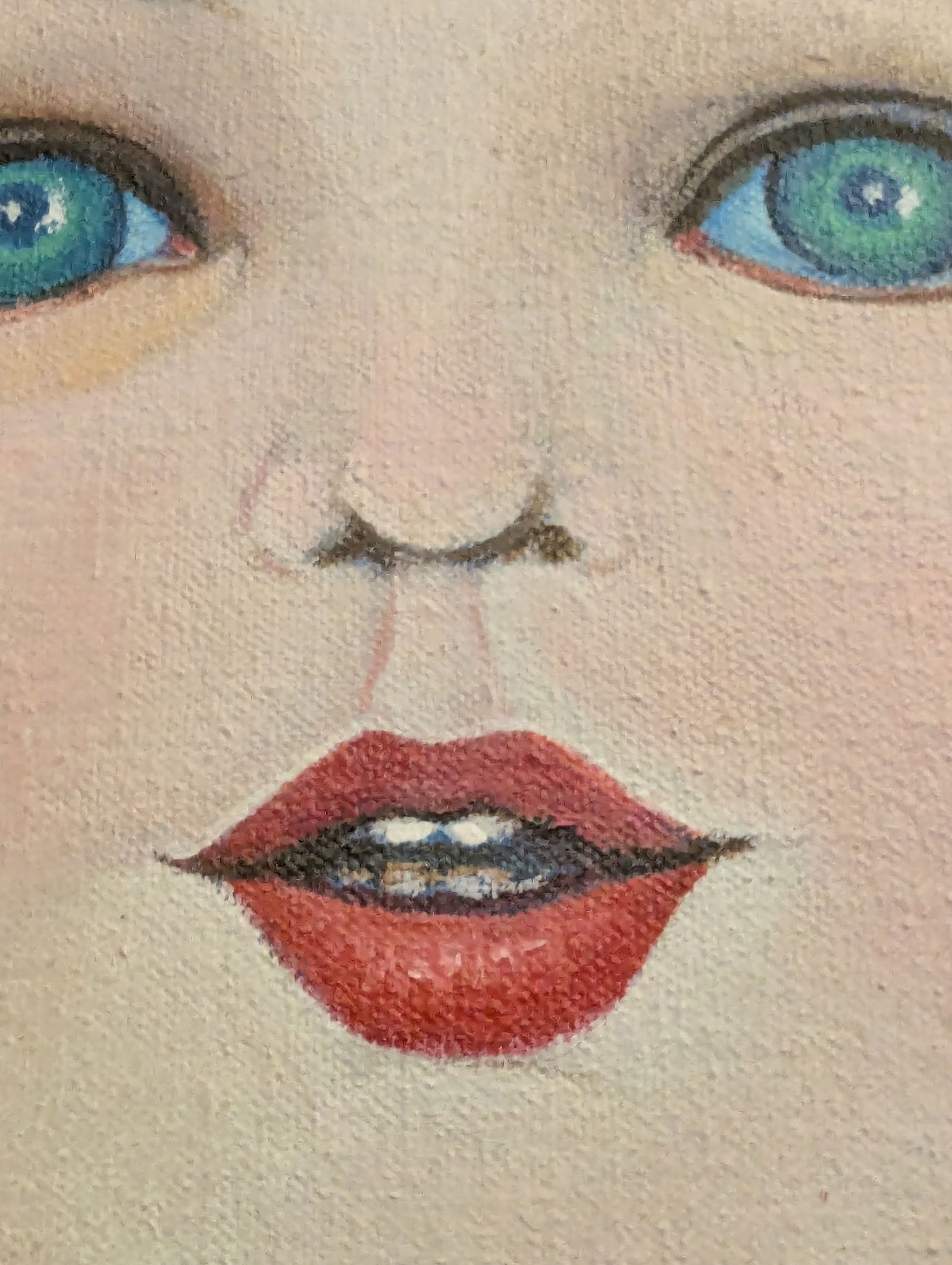 Late 20th Century Original Oil Painting Portrait of a Child by Artist Keiko Noda - 6