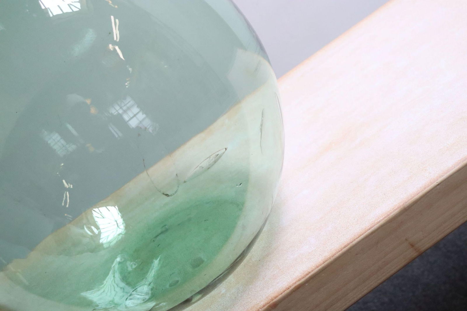 Vintage Italian Mouth Blown Glass Bulbous Demijohn in Seafoam Green - 10