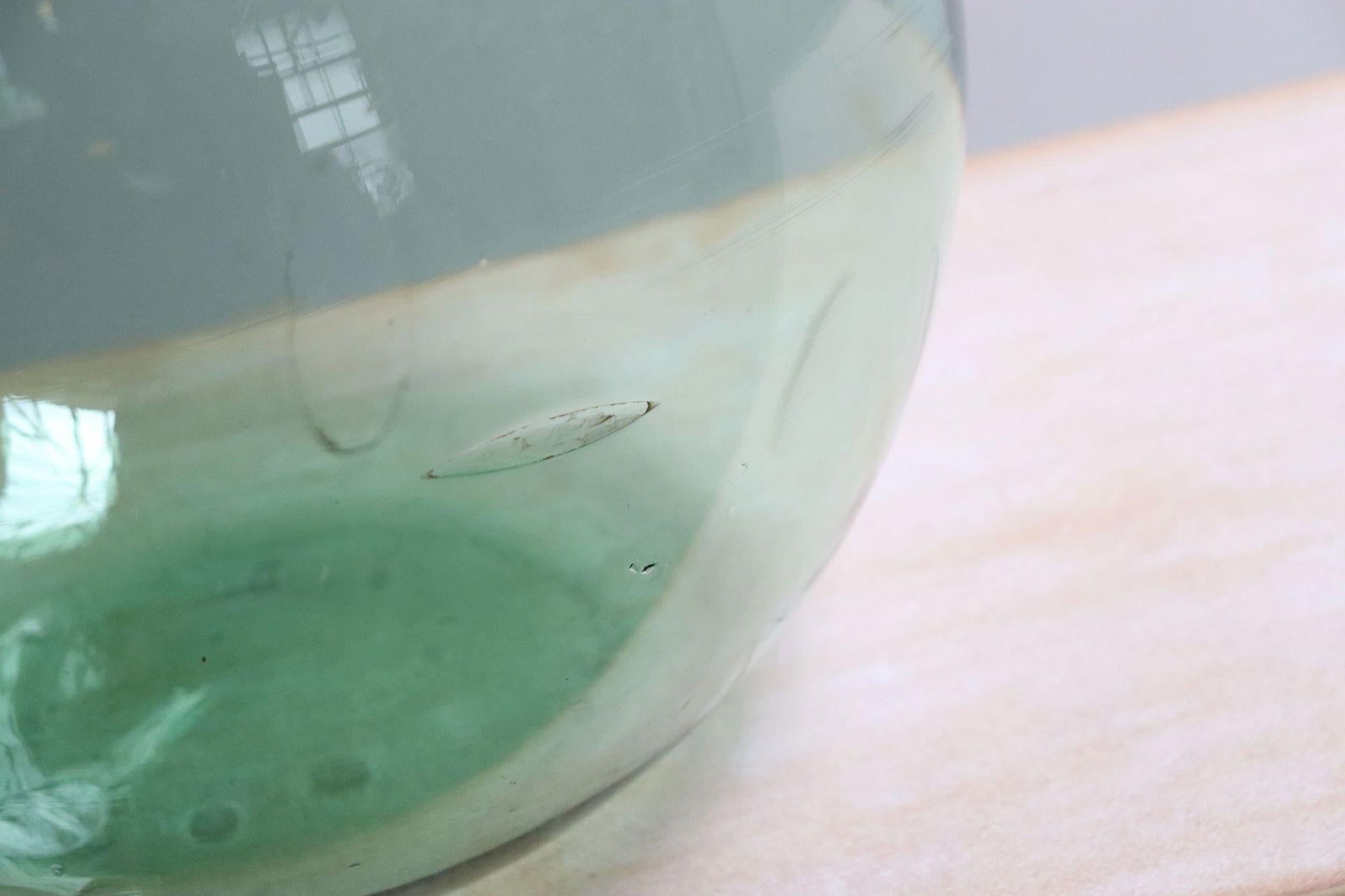 Vintage Italian Mouth Blown Glass Bulbous Demijohn in Seafoam Green - 11