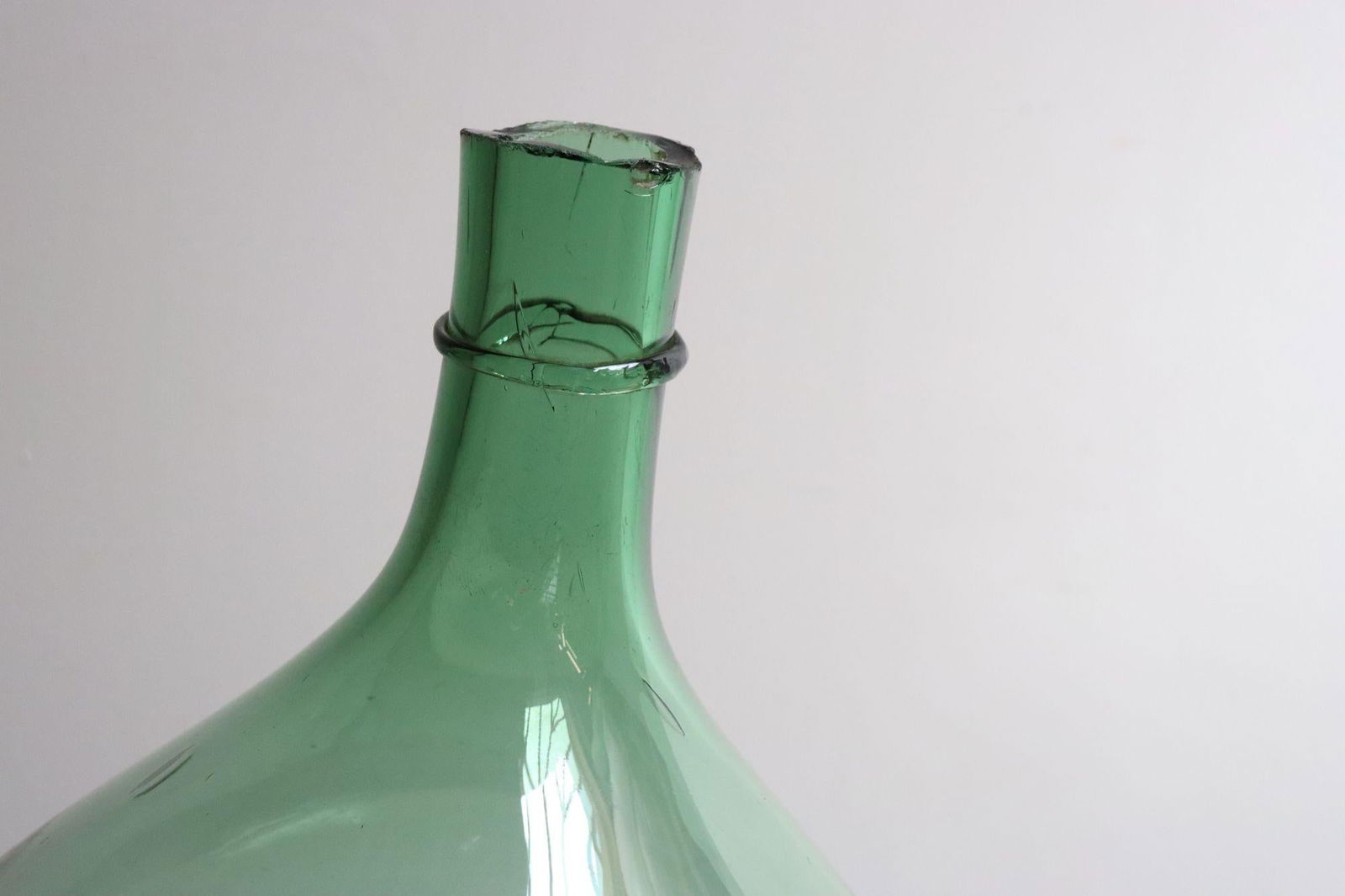 Vintage Italian Mouth Blown Glass Bulbous Demijohn in Seafoam Green - 14