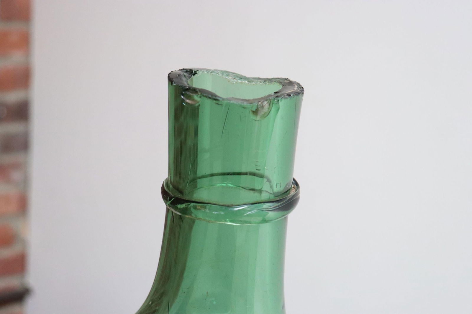 Vintage Italian Mouth Blown Glass Bulbous Demijohn in Seafoam Green - 16