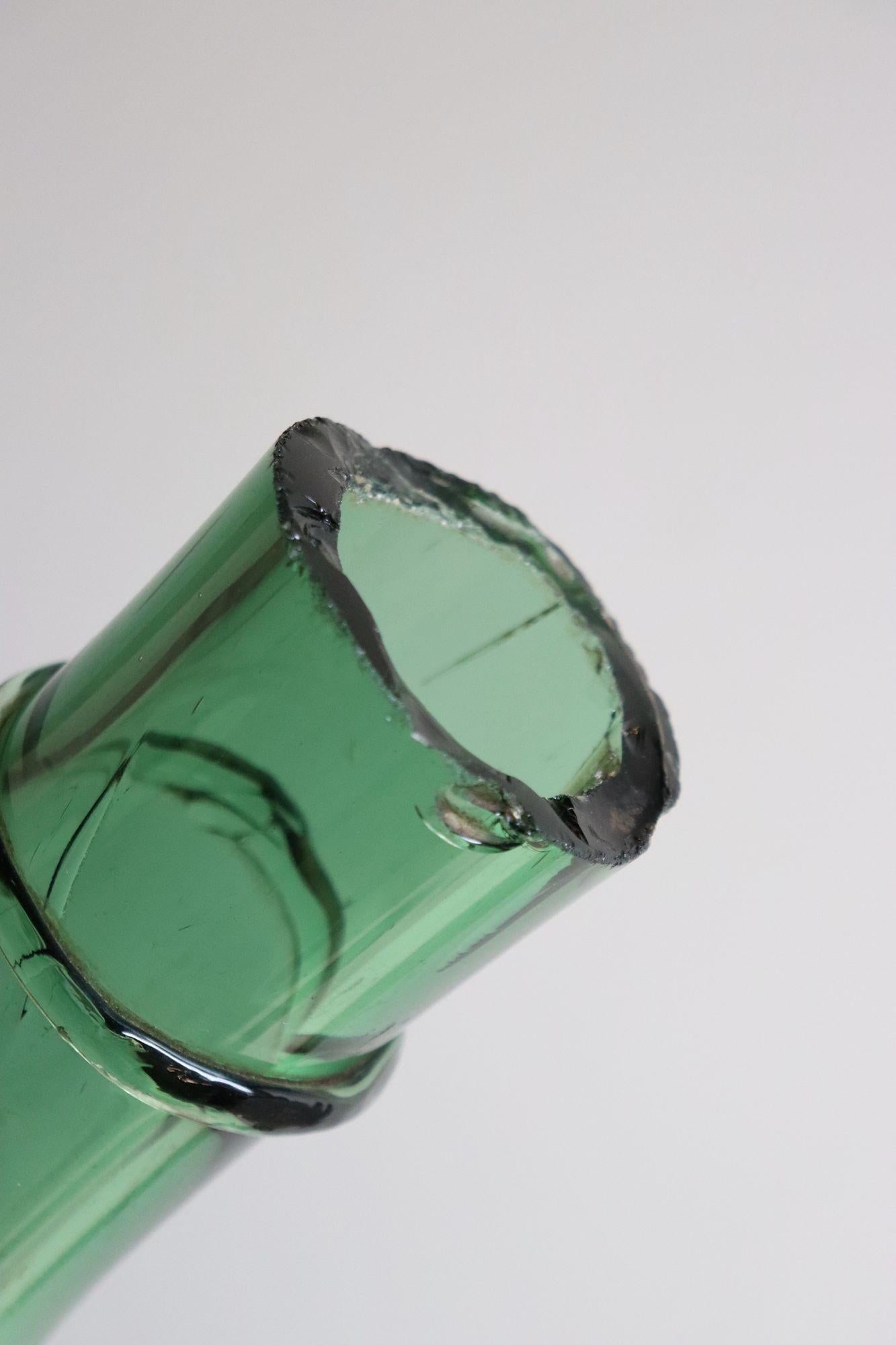 Vintage Italian Mouth Blown Glass Bulbous Demijohn in Seafoam Green - 17