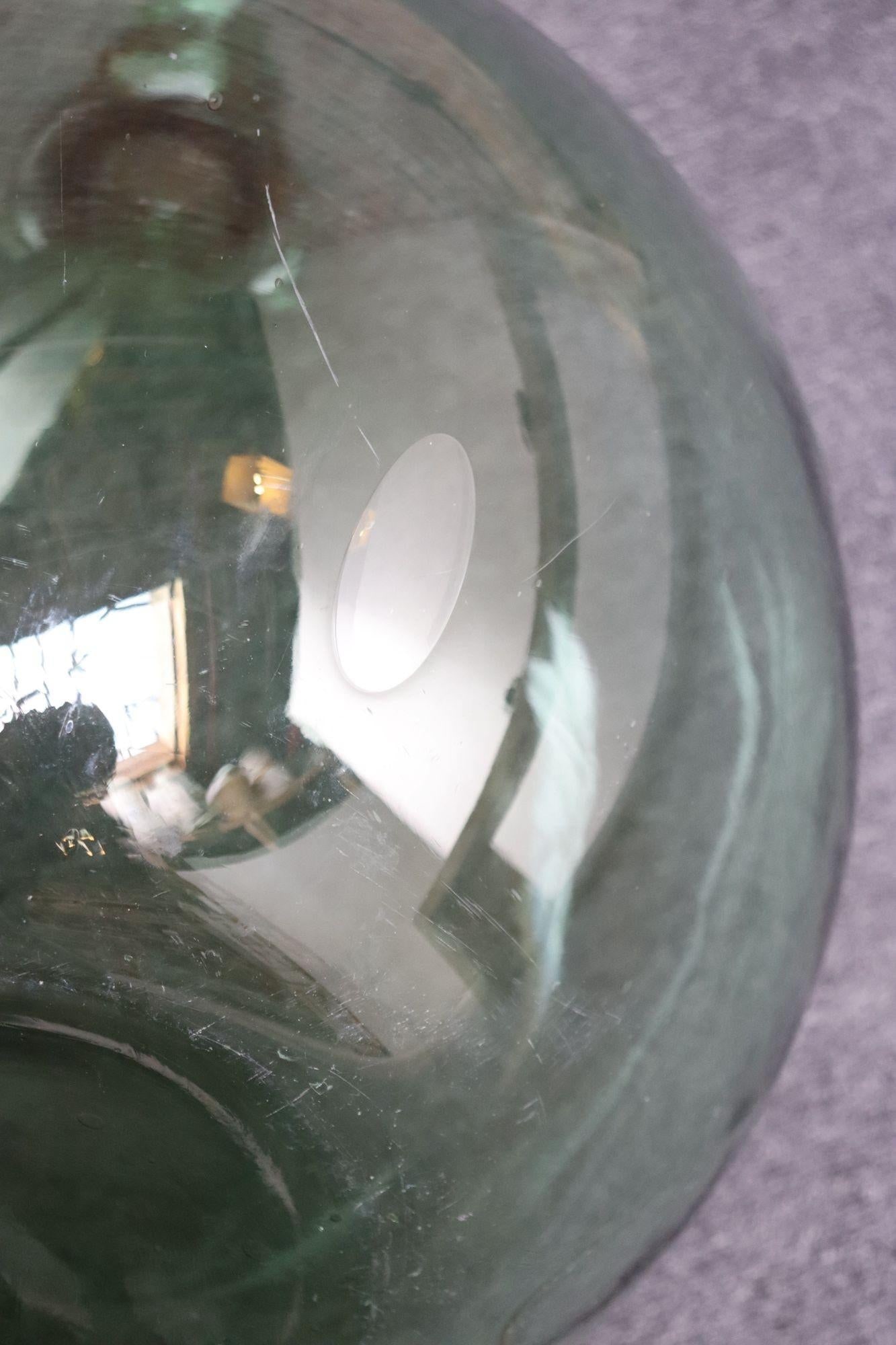 Vintage Italian Mouth Blown Glass Bulbous Demijohn in Seafoam Green - 9