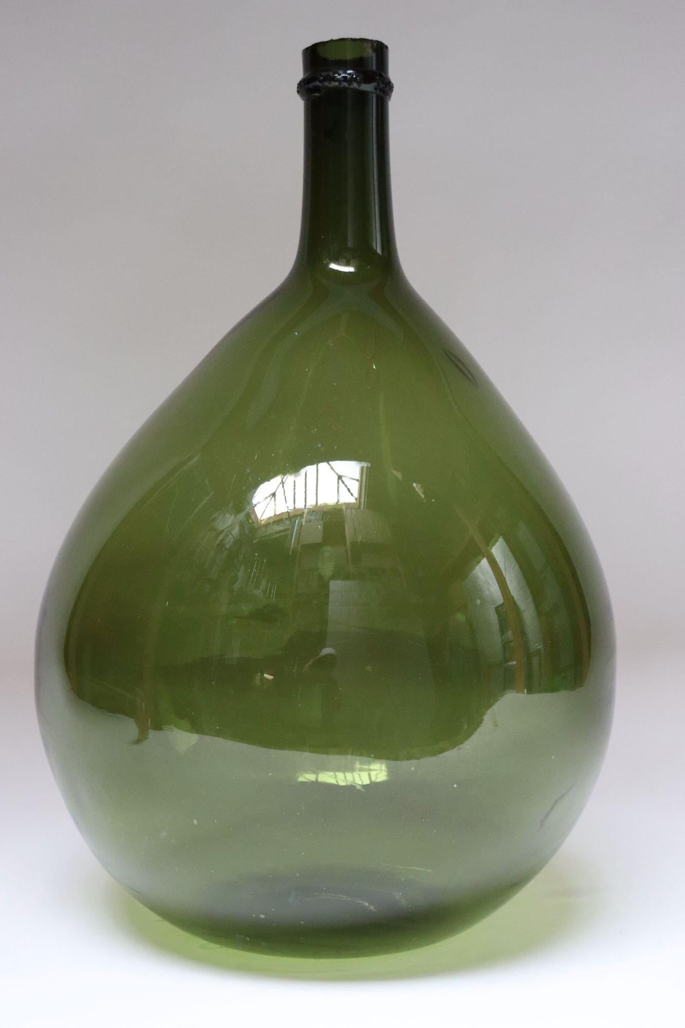 Vintage Italian Green Blown Glass Bulbous Form Demijohn Carboy - 4