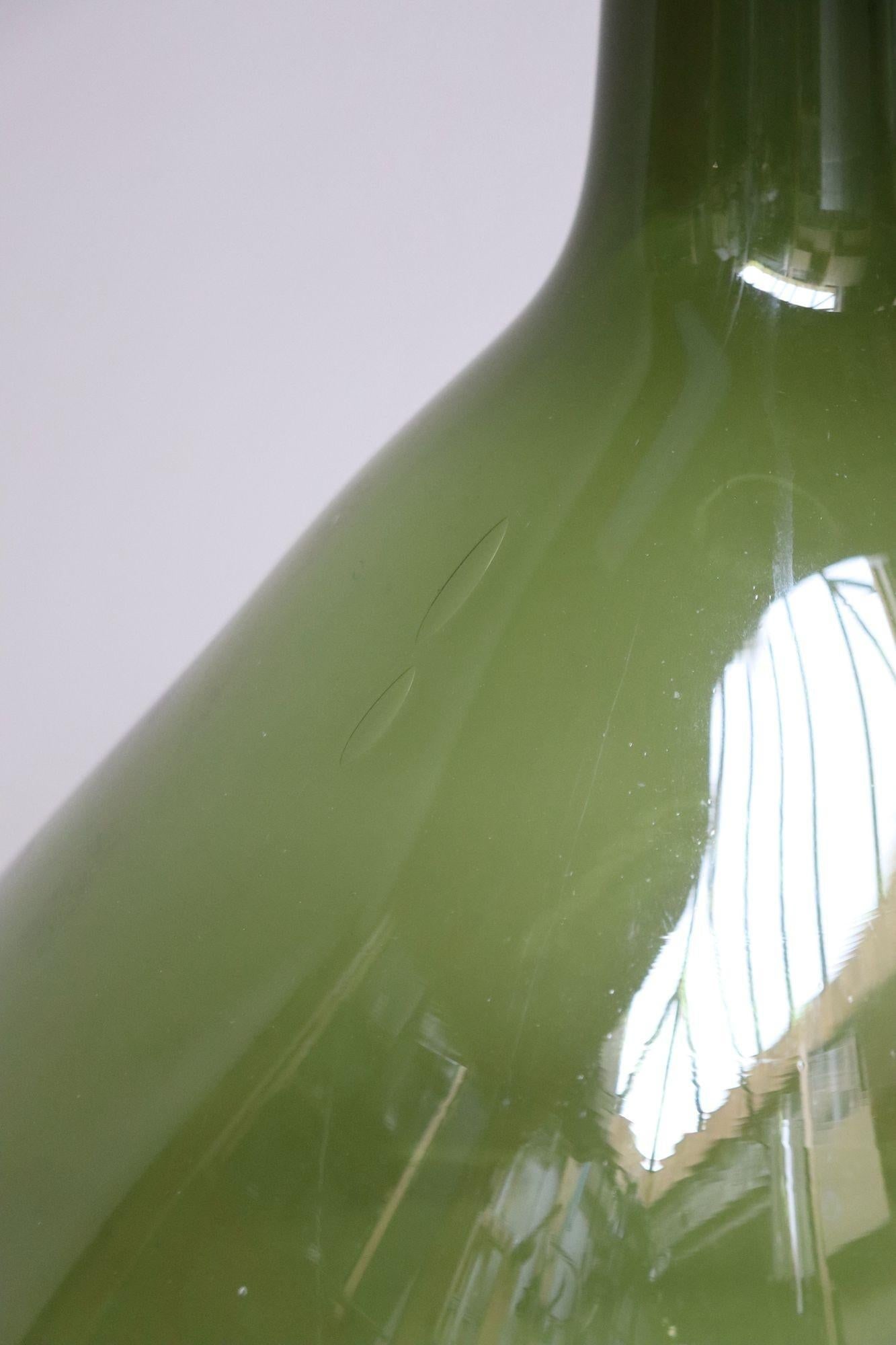 Vintage Italian Green Blown Glass Bulbous Form Demijohn Carboy - 7