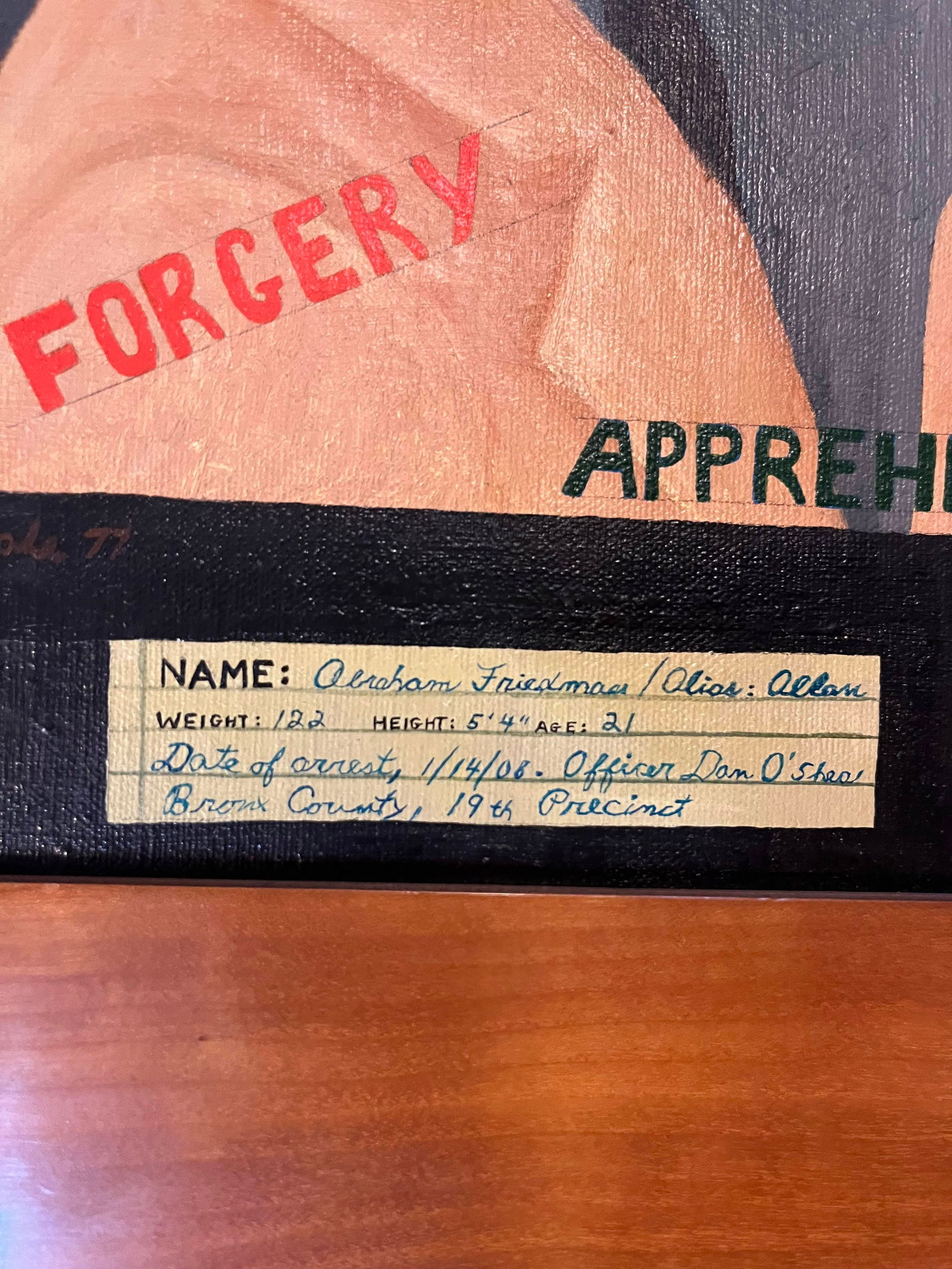 Mid 20th Century Larry Zingale Original Acrylic Painting of New York Mobster Abraham Friedman Wanted - 4