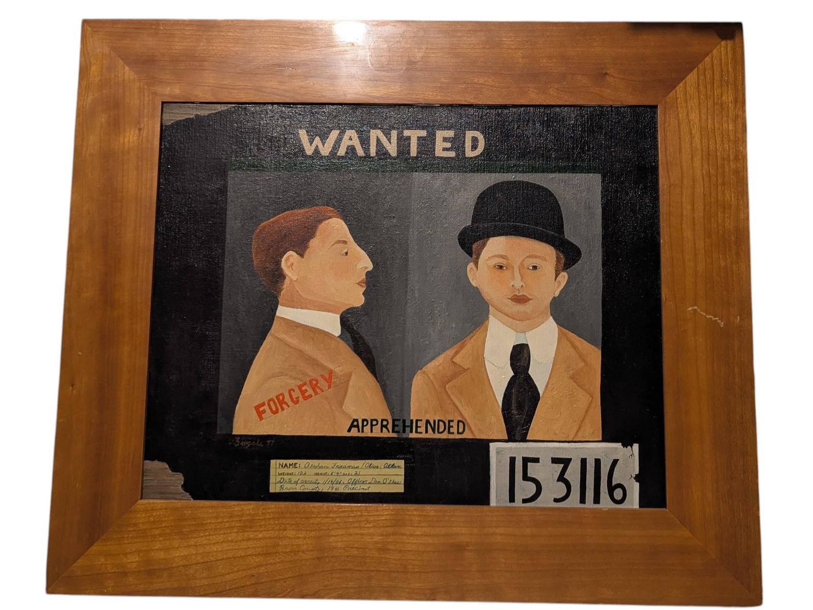 Mid 20th Century Larry Zingale Original Acrylic Painting of New York Mobster Abraham Friedman Wanted - 9
