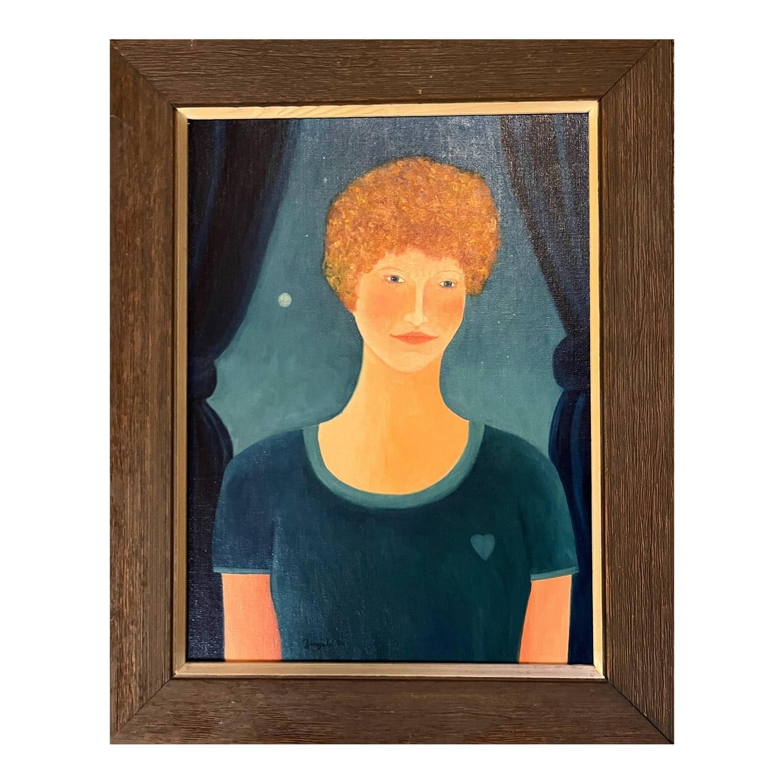 1970s Original Acrylic Painting Portrait of Redheaded Woman by Larry Zingale: Larry Zingale was born in New York in 1938. The self-taught artist discovered in 1973 by New York gallerist, Gisela Fabian of Fabian Gallery who included his works in an important American show on