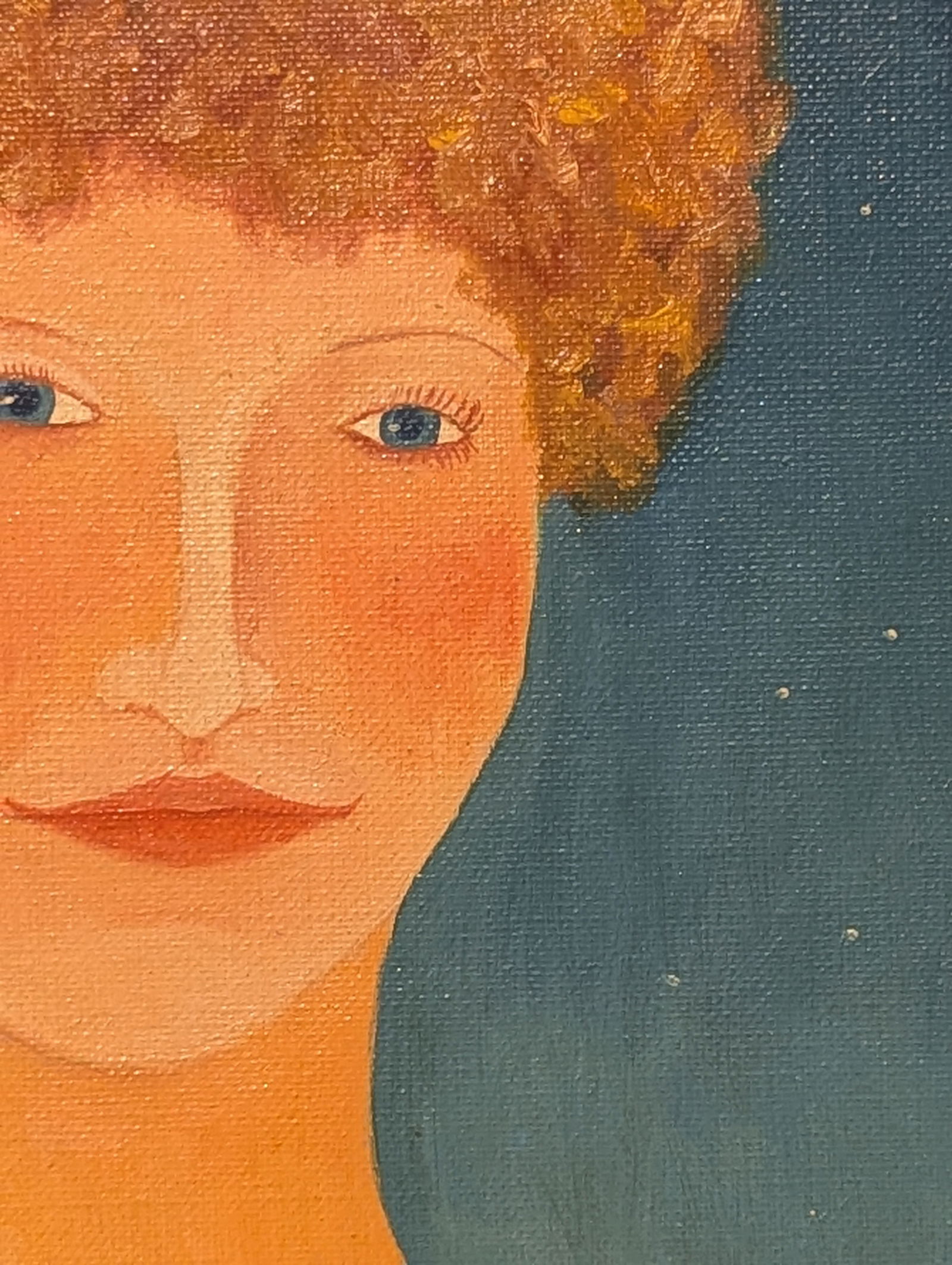 1970s Original Acrylic Painting Portrait of Redheaded Woman by Larry Zingale - 3